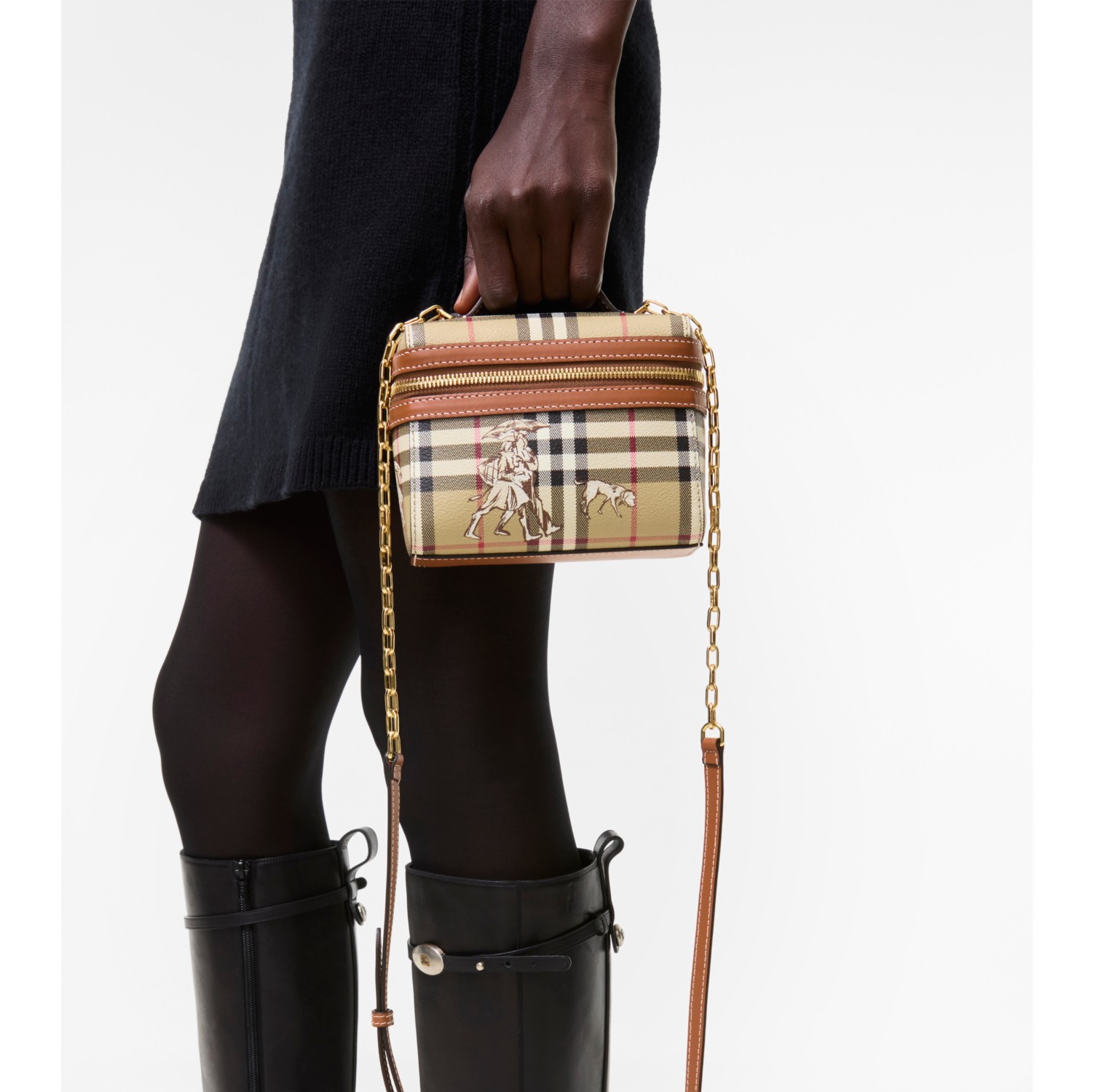 Mini Check Mates Vanity Bag in Archive beige - Women | Burberry