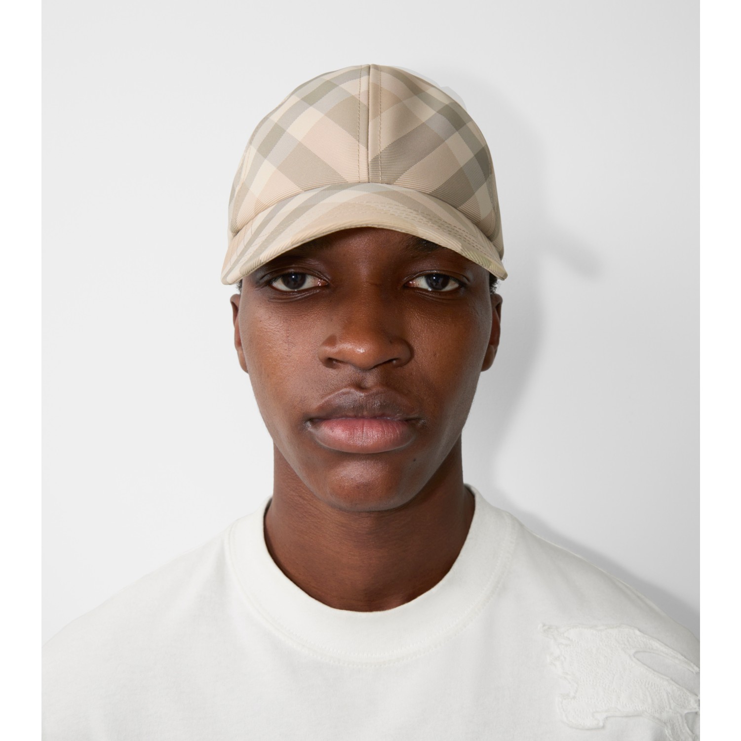 Check Baseball Cap in Flax Men Burberry Official