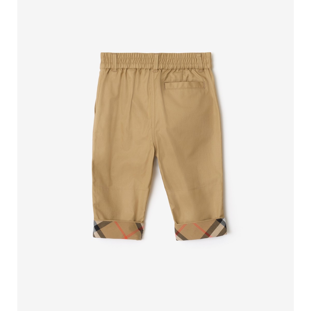  Check Turn-up Cotton Trousers