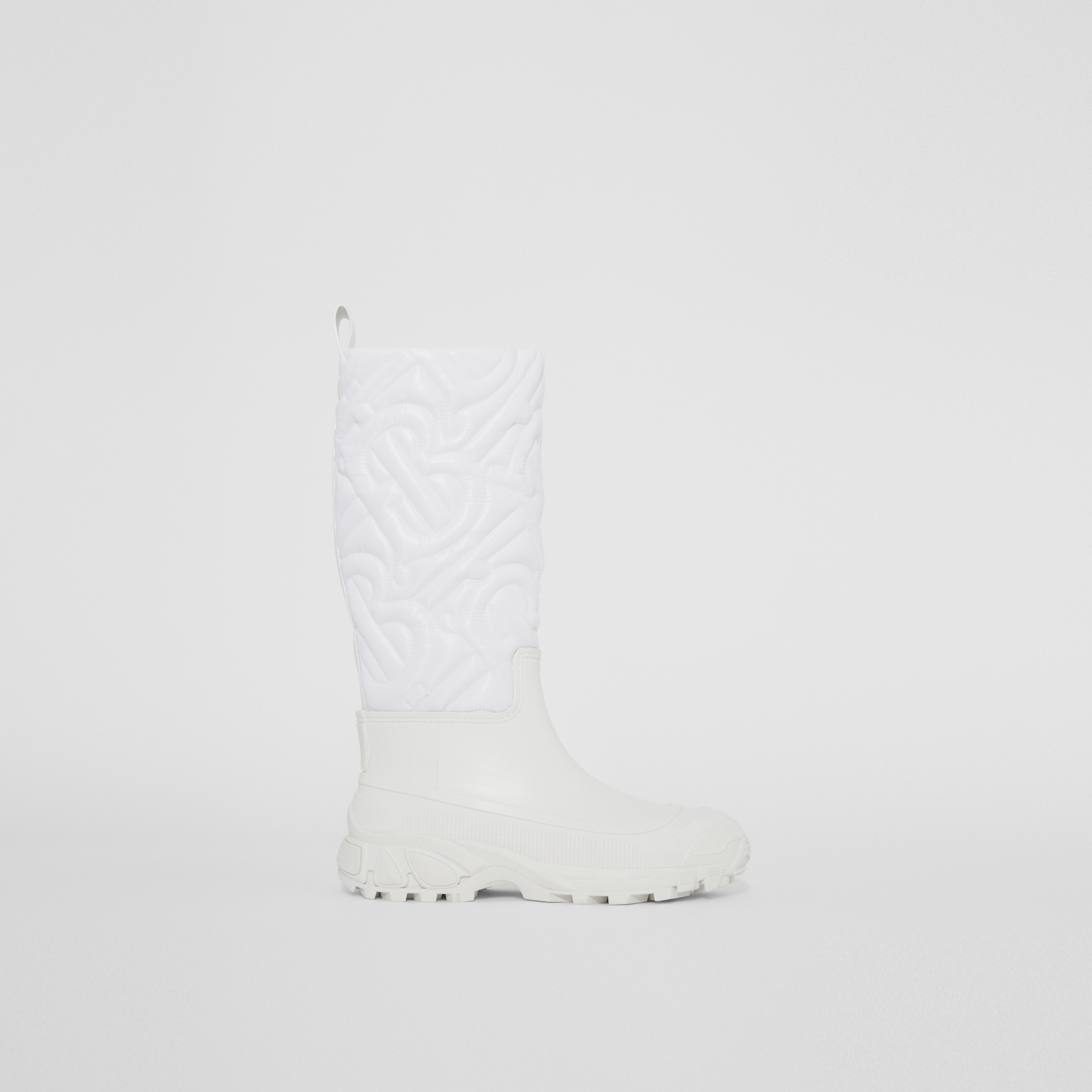 Quilted Monogram Panel Rain Boots in Optic White - Women | Burberry® Official - 1