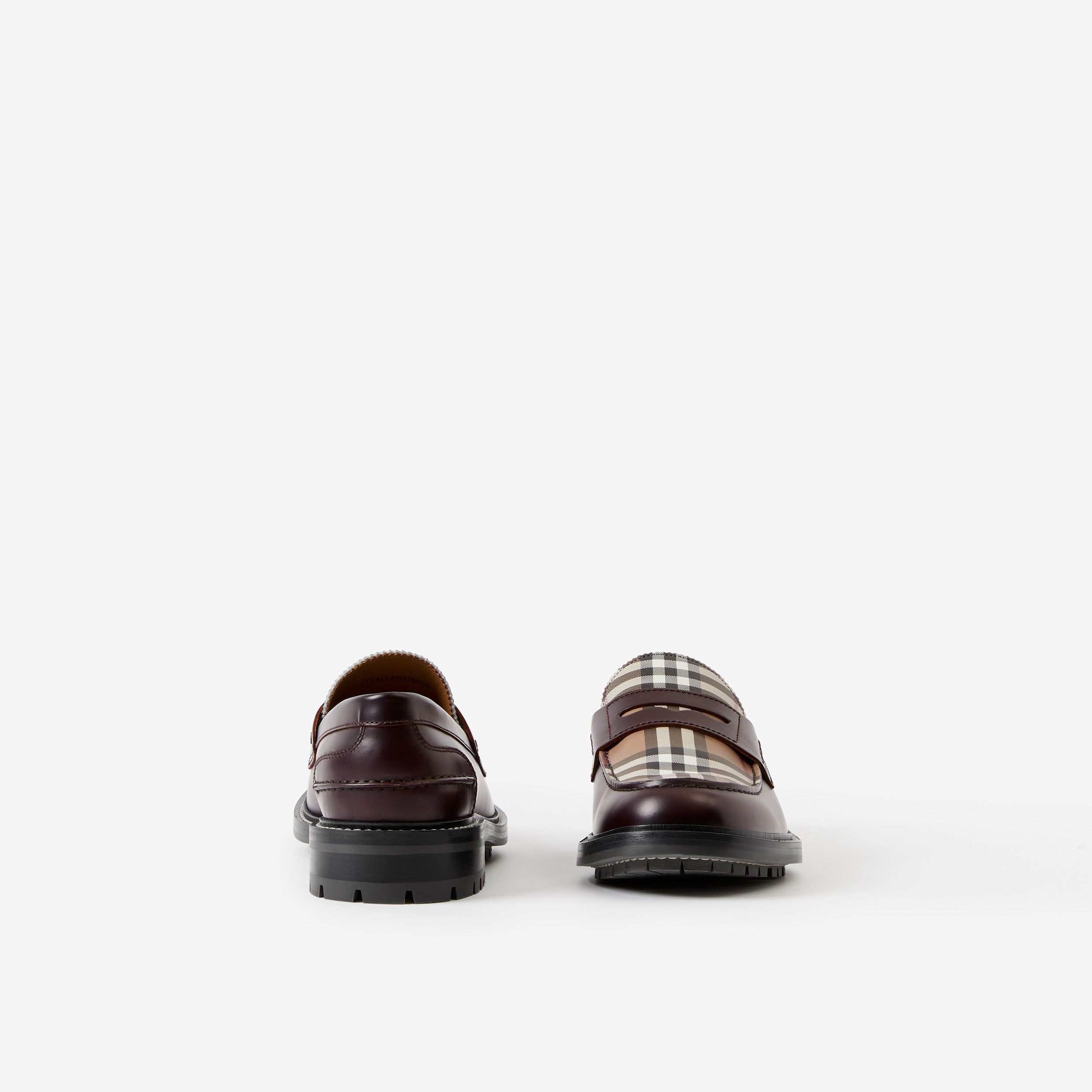 Vintage Check Panel Leather Loafers in Conker Melange - Men | Burberry® Official - 4