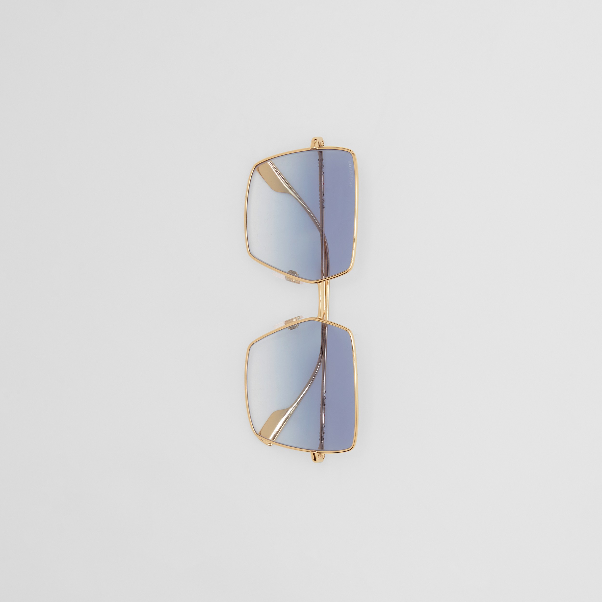 Óculos de sol com armação quadrada e detalhe de listras icônicas (Dourado Claro) - Mulheres | Burberry® oficial - 4