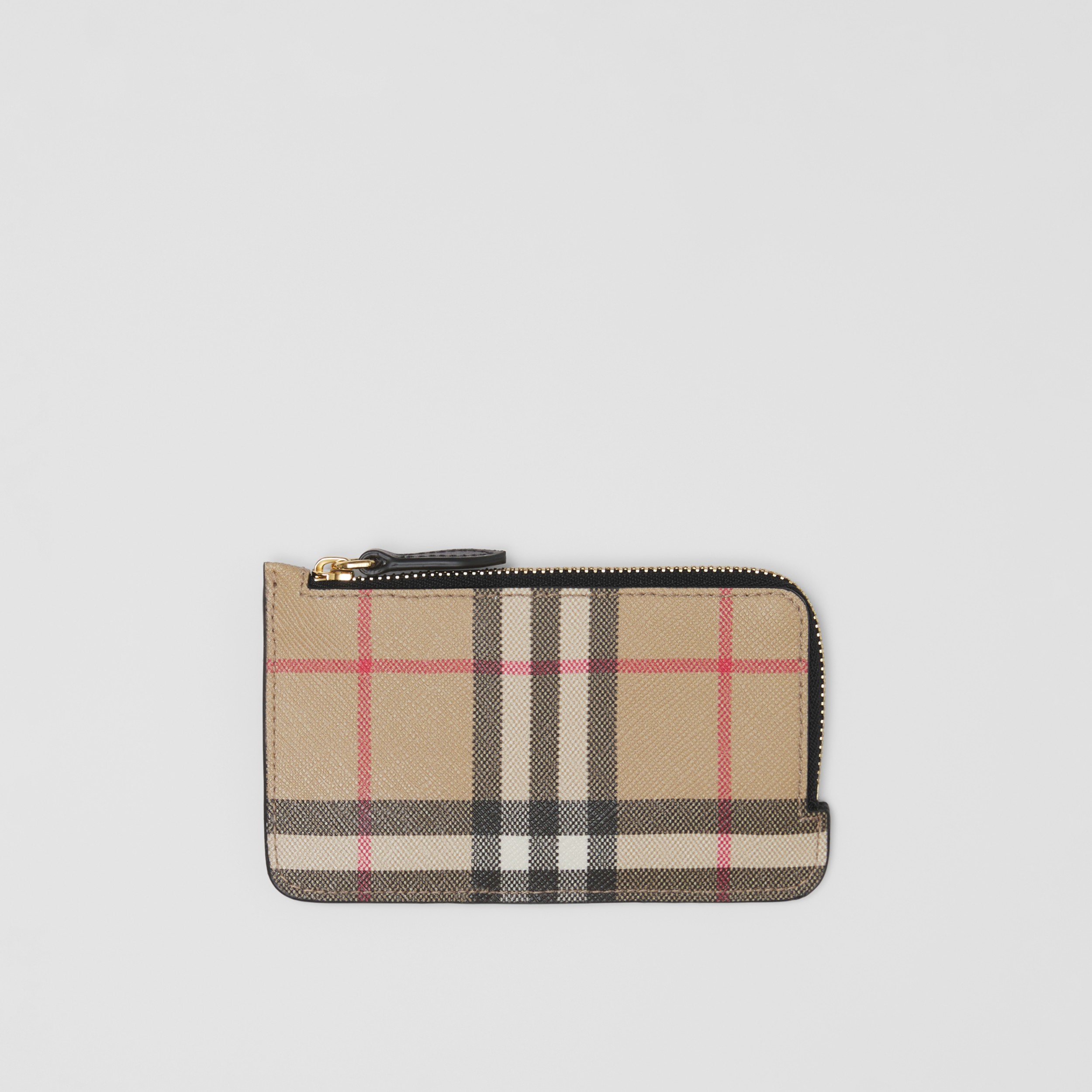 Vintage Check and Leather Zip Card Case in Archive Beige/black - Women |  Burberry® Official