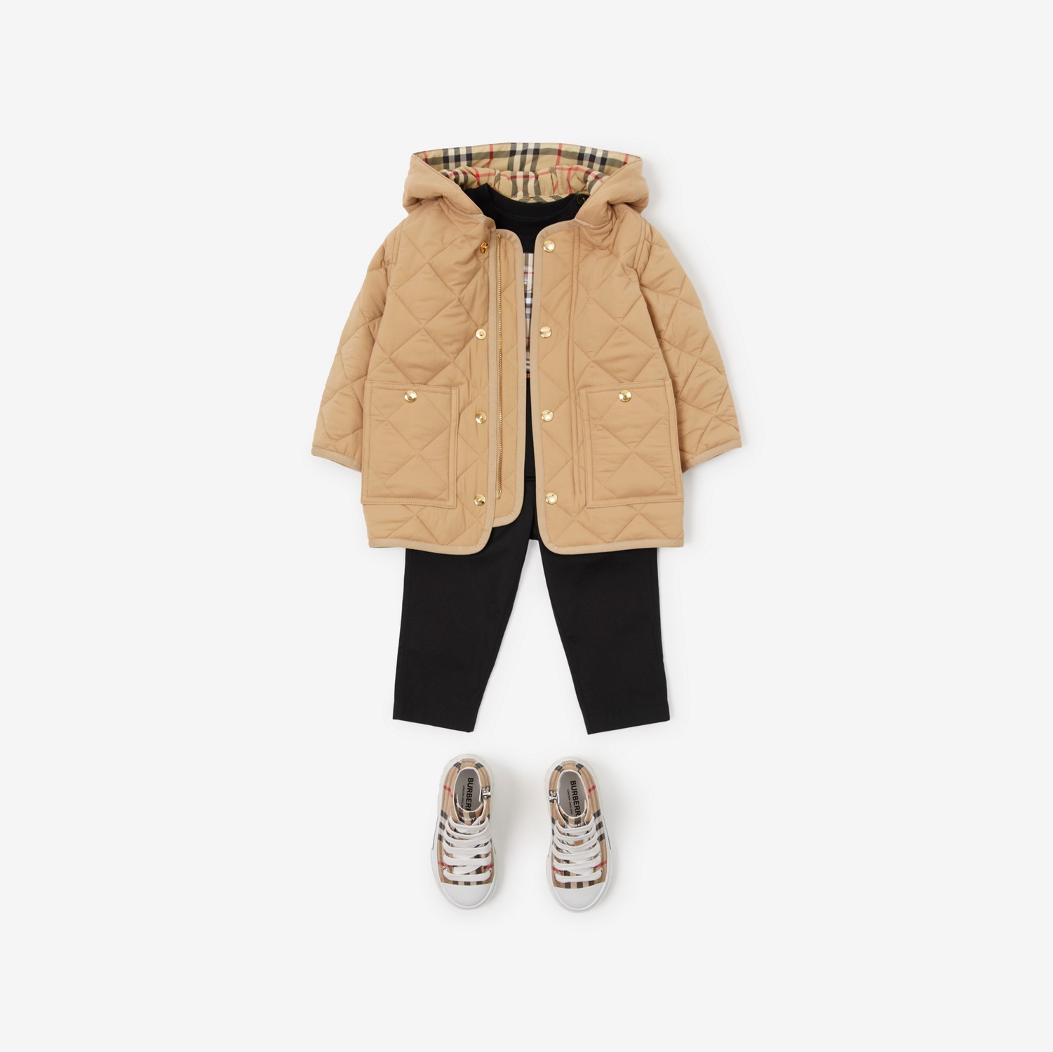 Manteau à capuche en nylon matelassé (Beige D'archive) - Enfant | Site officiel Burberry®