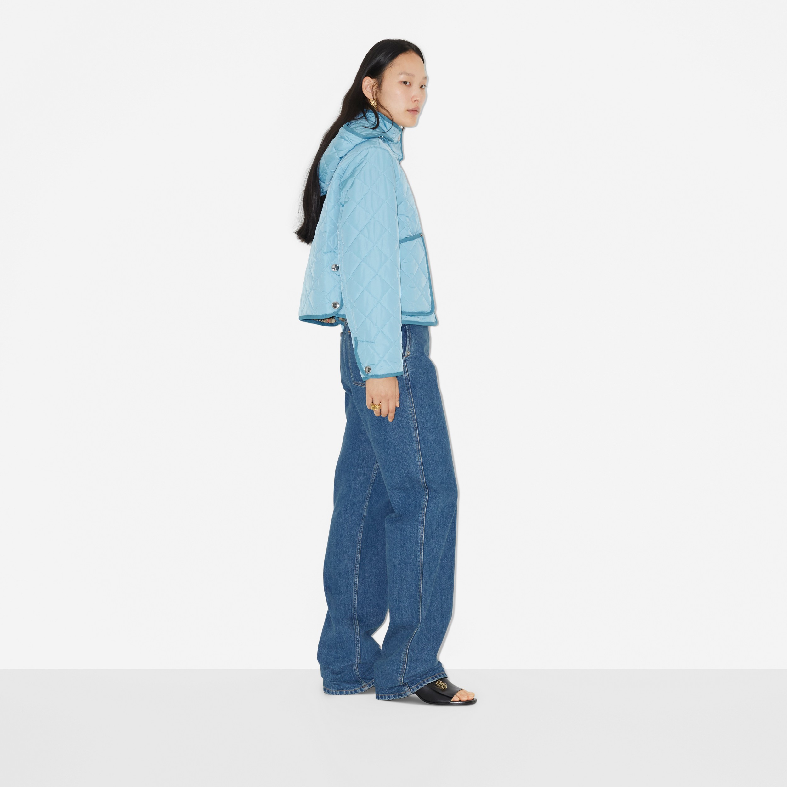 Cropped-Jacke aus Nylon in Rautensteppung (Kühles Denimblau) - Damen | Burberry® - 3