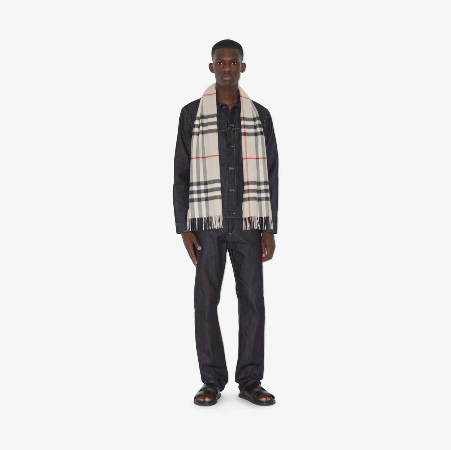 The Burberry Check Cashmere Scarf in Stone | Burberry® Official
