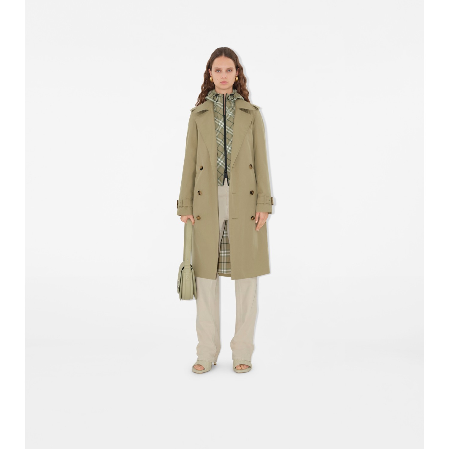 Trench lungo in gabardine