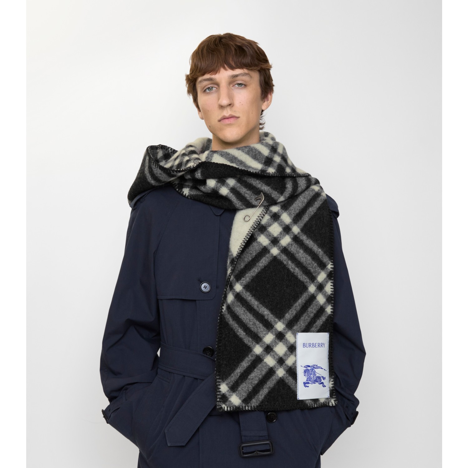 Check Wool Hooded Scarf