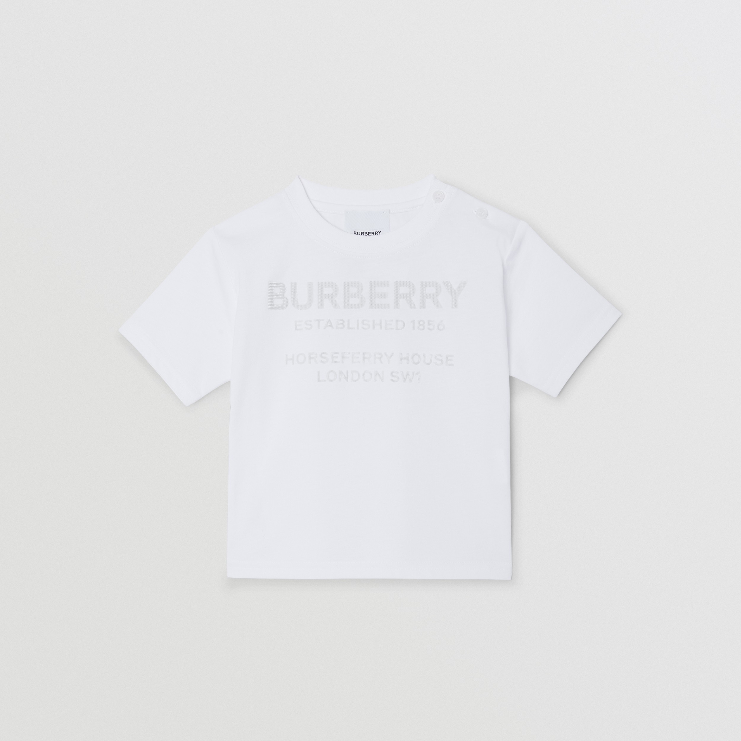 Horseferry Print Cotton T-shirt in White - Children | Burberry® Official - 1