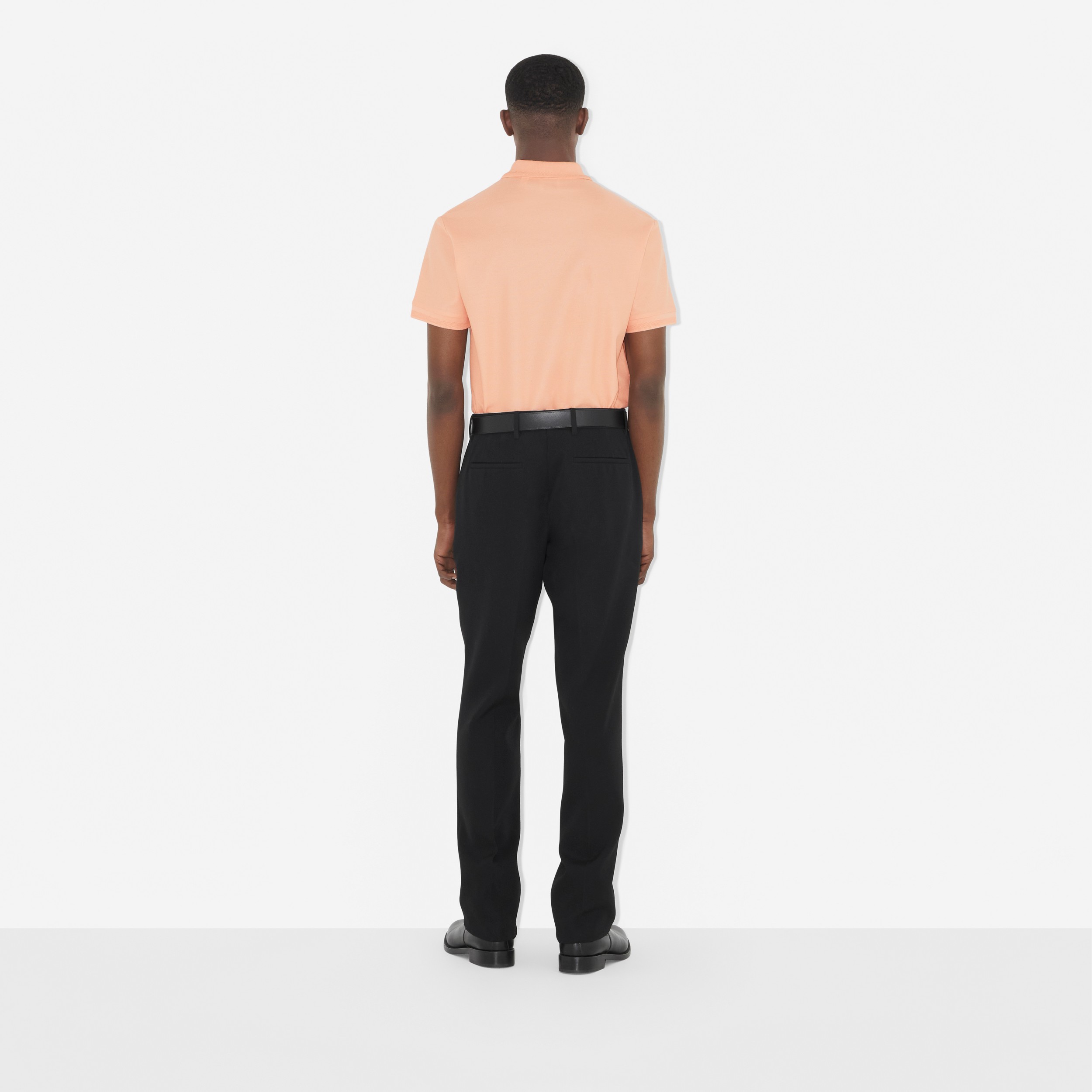 Monogram Motif Cotton Piqué Polo Shirt in Soft Peach Pink - Men | Burberry® Official - 4