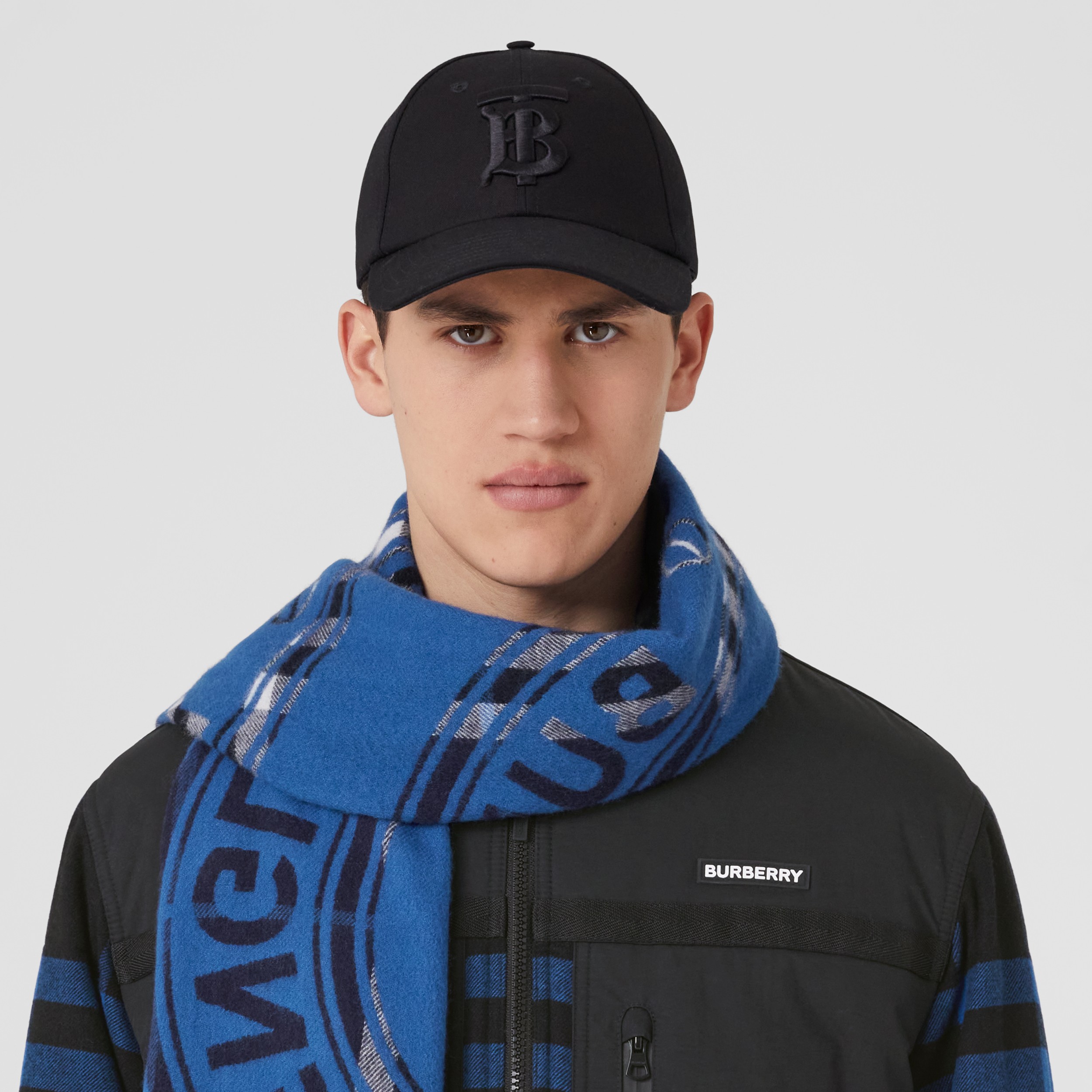 Montage Print Cashmere Scarf in Dark Charcoal Blue | Burberry® Official - 4