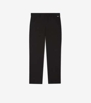 Cotton Twill Chinos in Black - Men | Burberry® Official