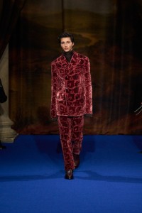 Rubuen Bilan-Carroll wearing vine velvet tailored jacket & trousers with boots