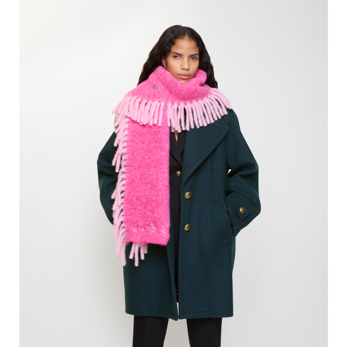  Embroidered Alpaca Wool Blend Happy Scarf