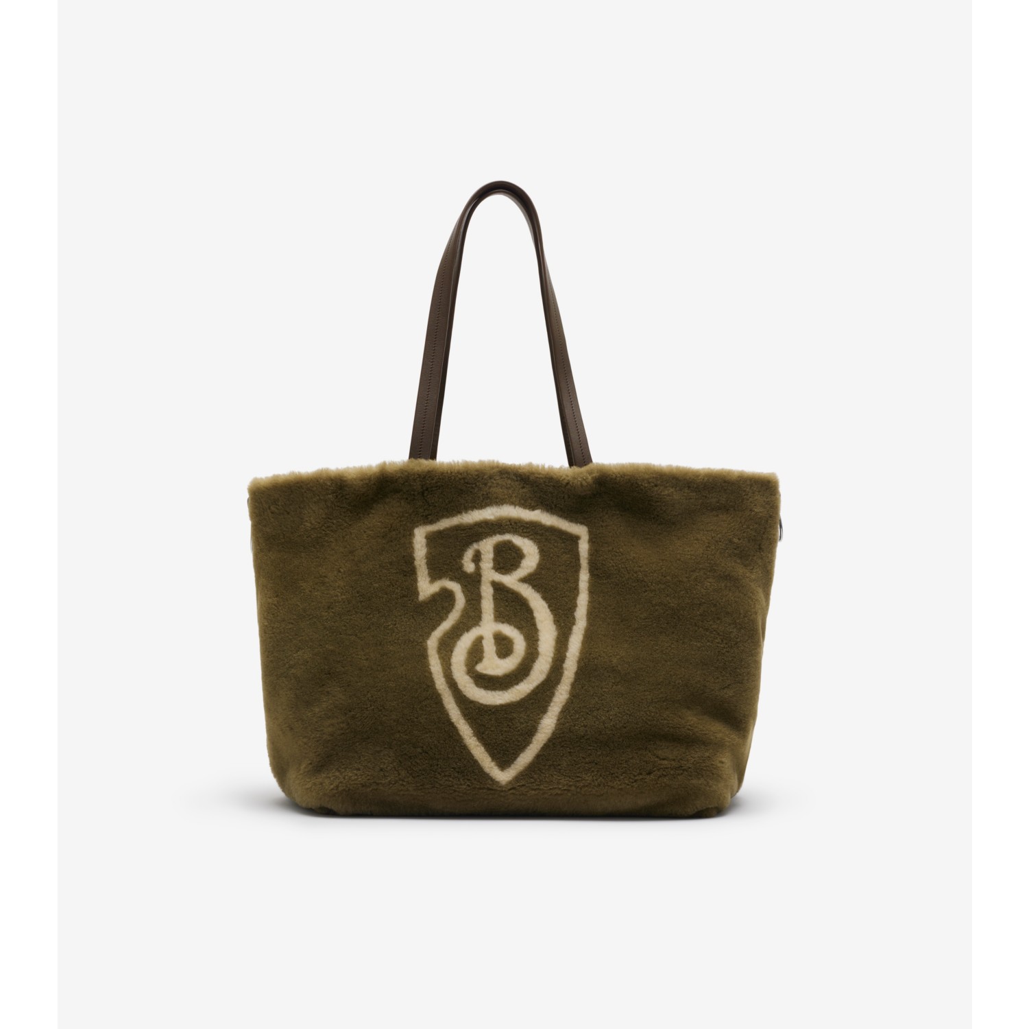 B Shield Tote in Olive cream Women Burberry Official