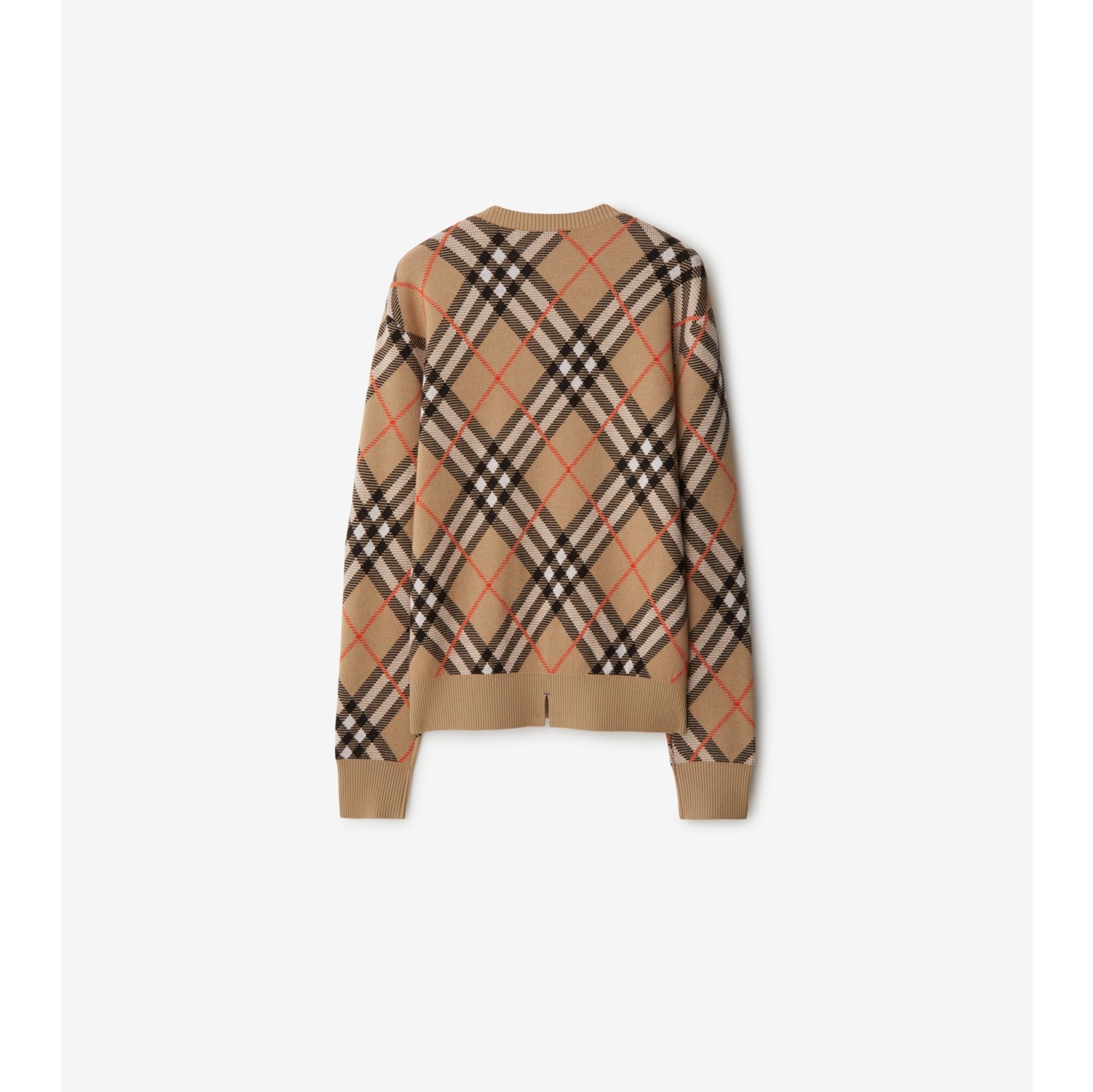 Check Wool Mohair Blend Sweater in Sand - Women | Burberry® Official