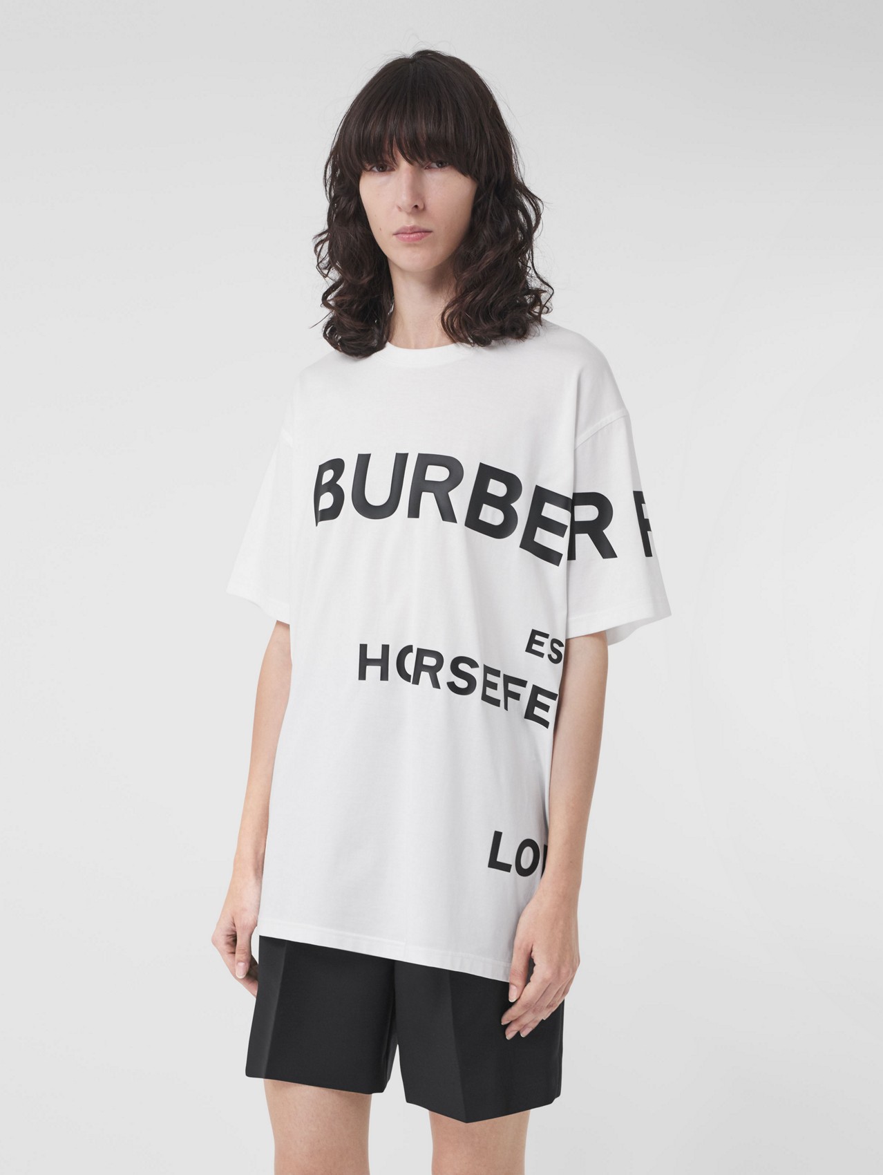 Horseferry Print Cotton Oversized T-shirt in White