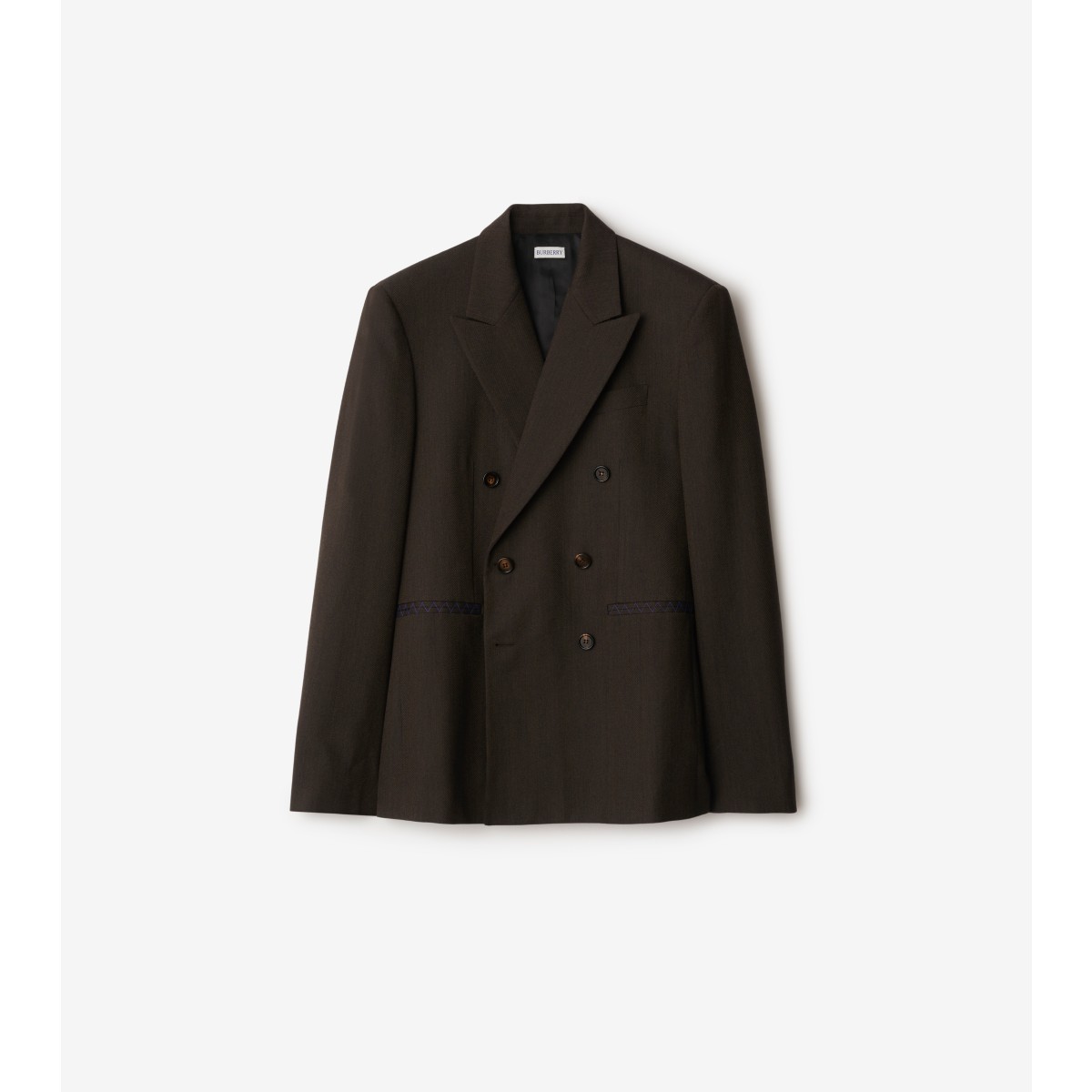Burberry Wool Tailored Jacket In Brown/black