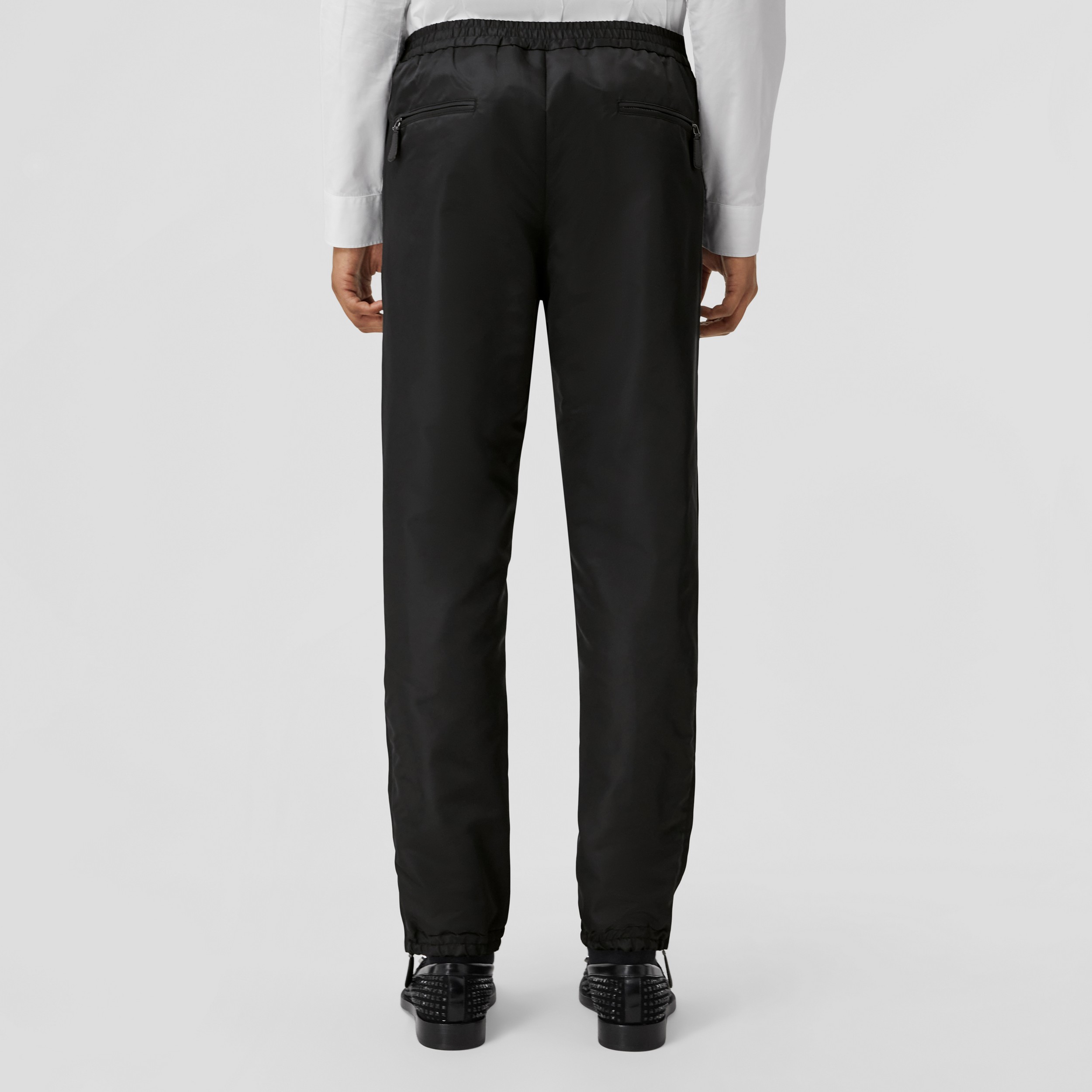 Zip Detail Grain de Poudre Wool and Nylon Trousers in Black - Men | Burberry® Official - 3
