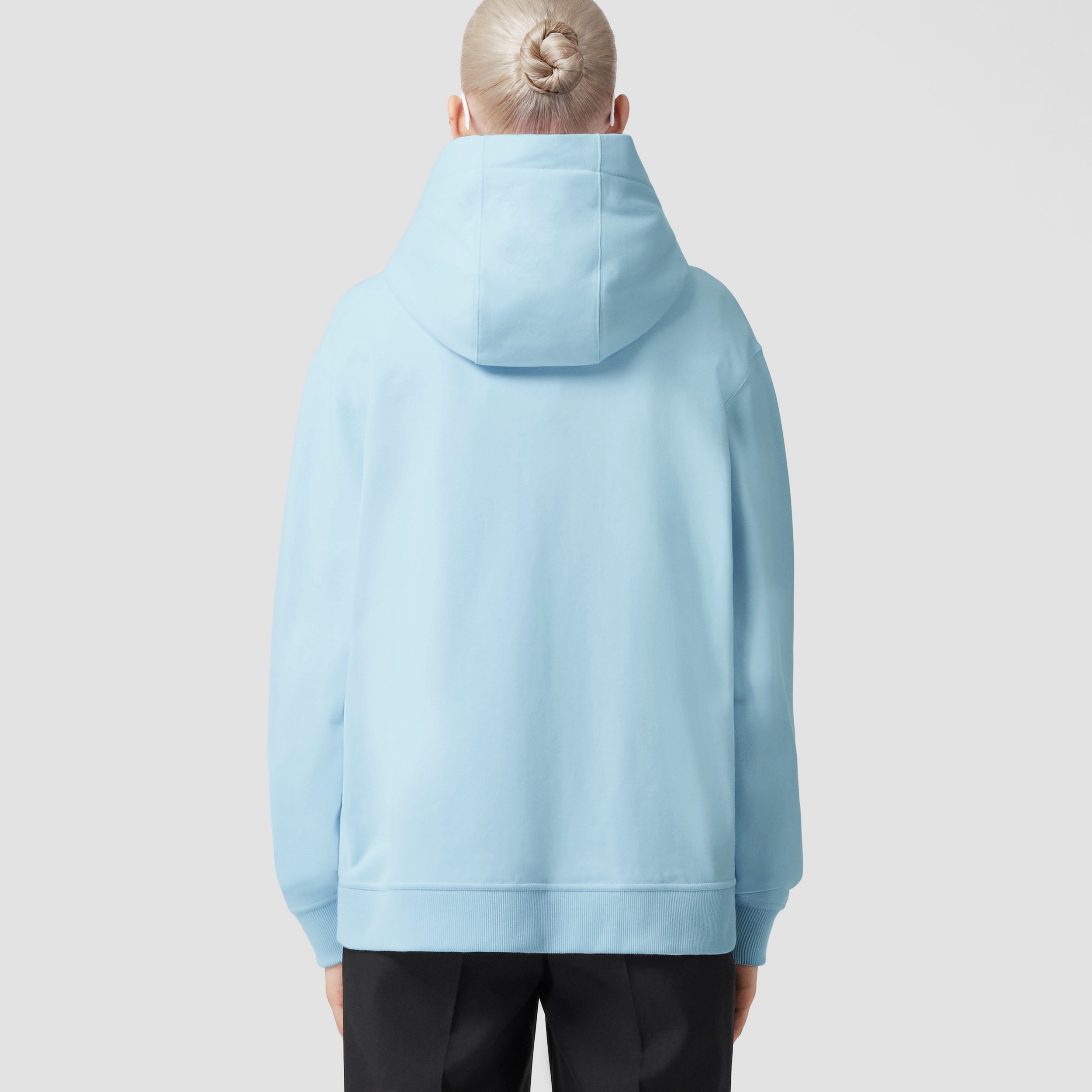 Logo Print Cotton Hoodie in Pale Blue - Women | Burberry® Official - 3