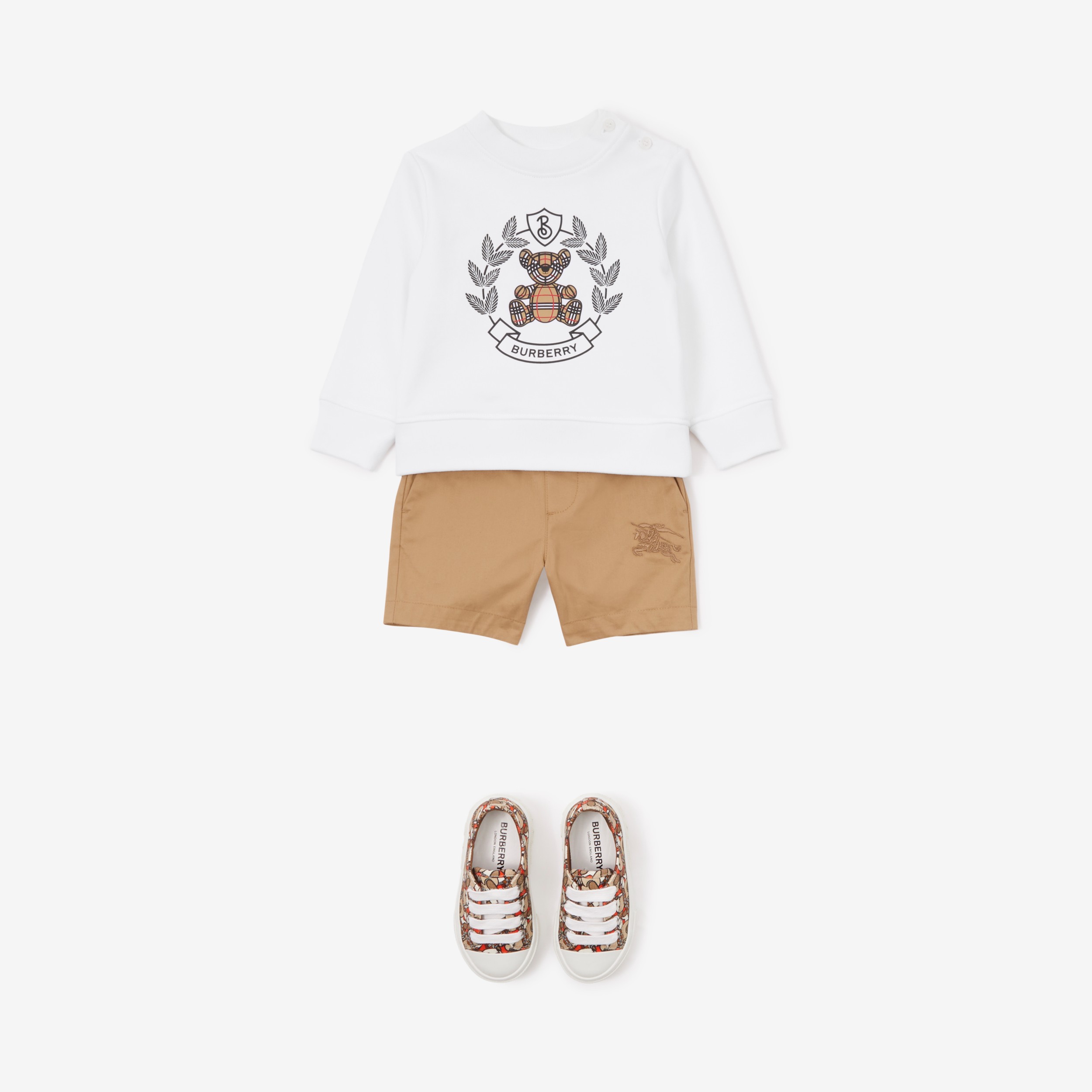 Thomas Bear Print Cotton Sweatshirt in White - Children | Burberry® Official - 4