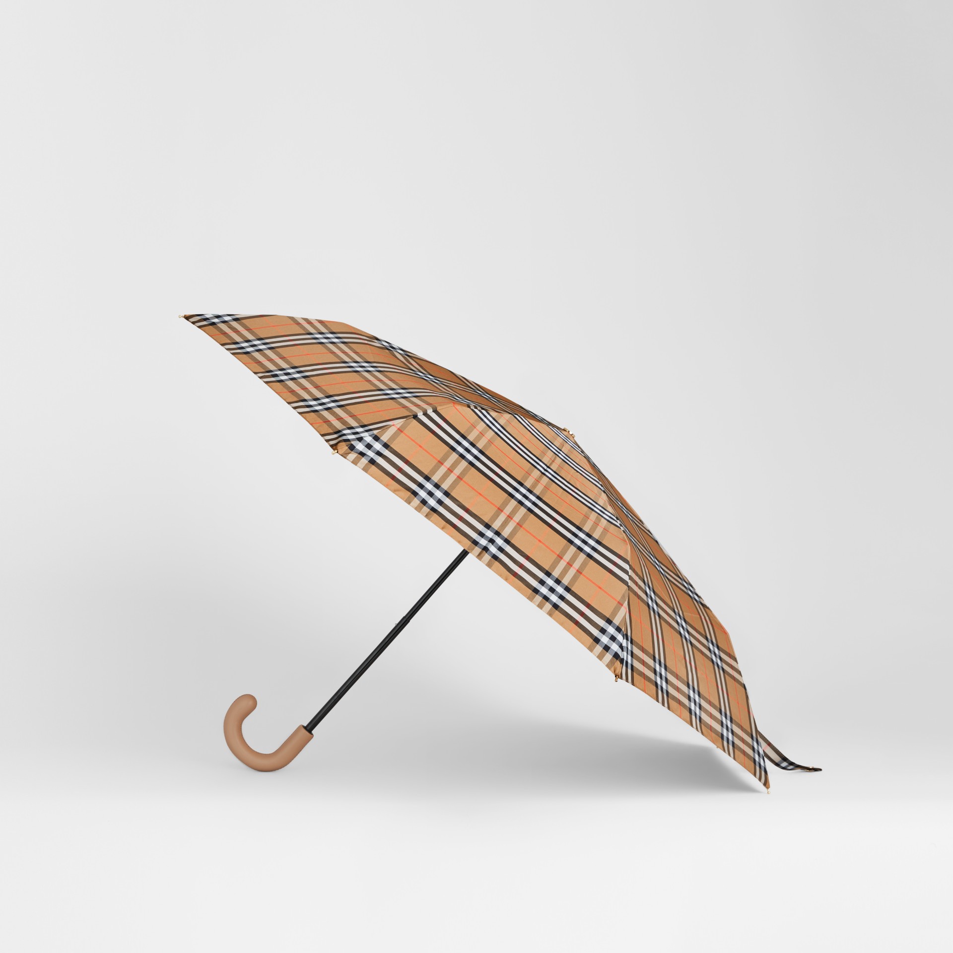 Vintage Check Folding Umbrella in Antique Yellow/honey Burberry United Kingdom