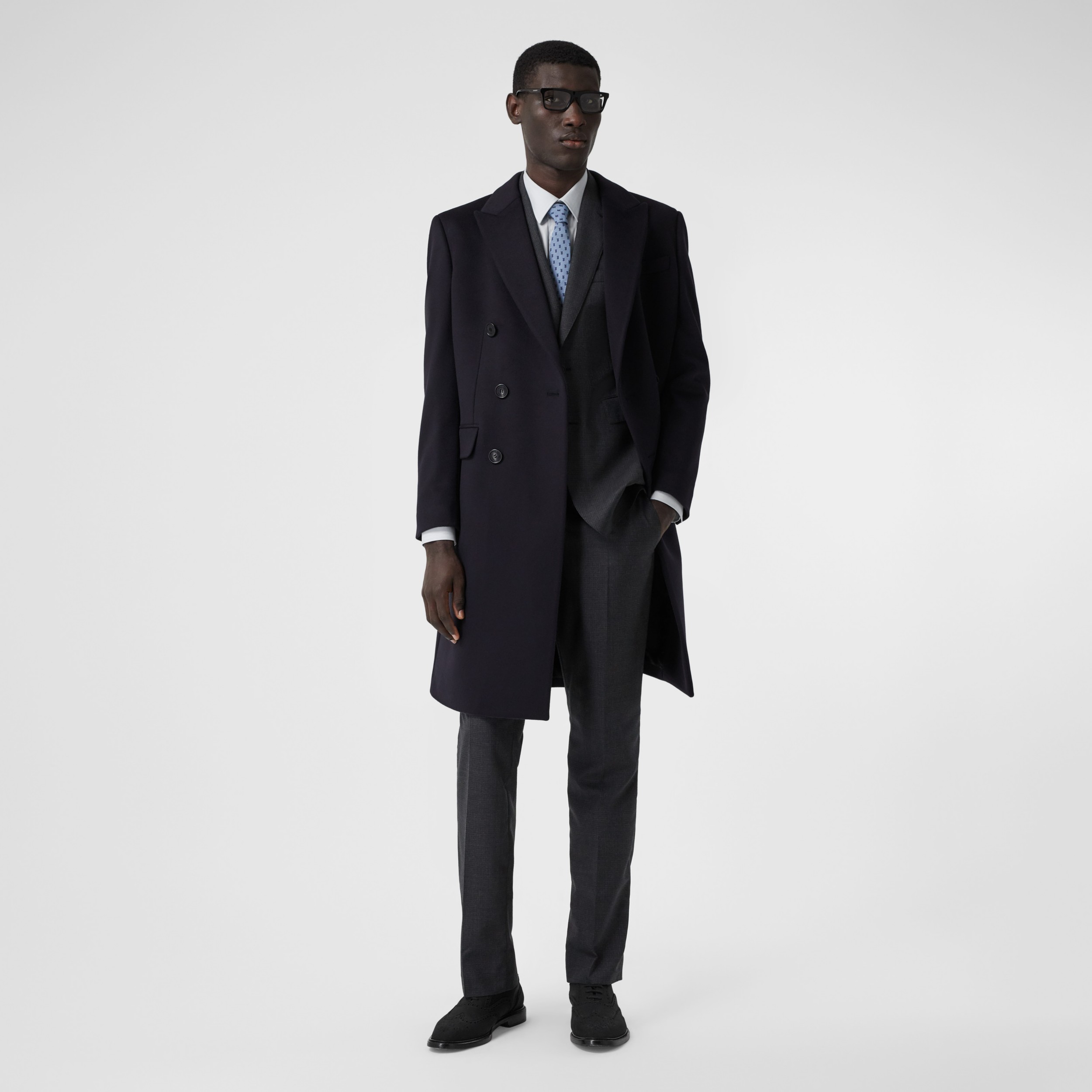 Wool Cashmere Tailored Coat in Navy - Men | Burberry United Kingdom