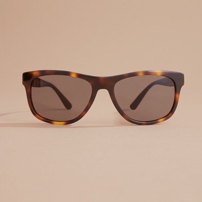 check detail square frame sunglasses