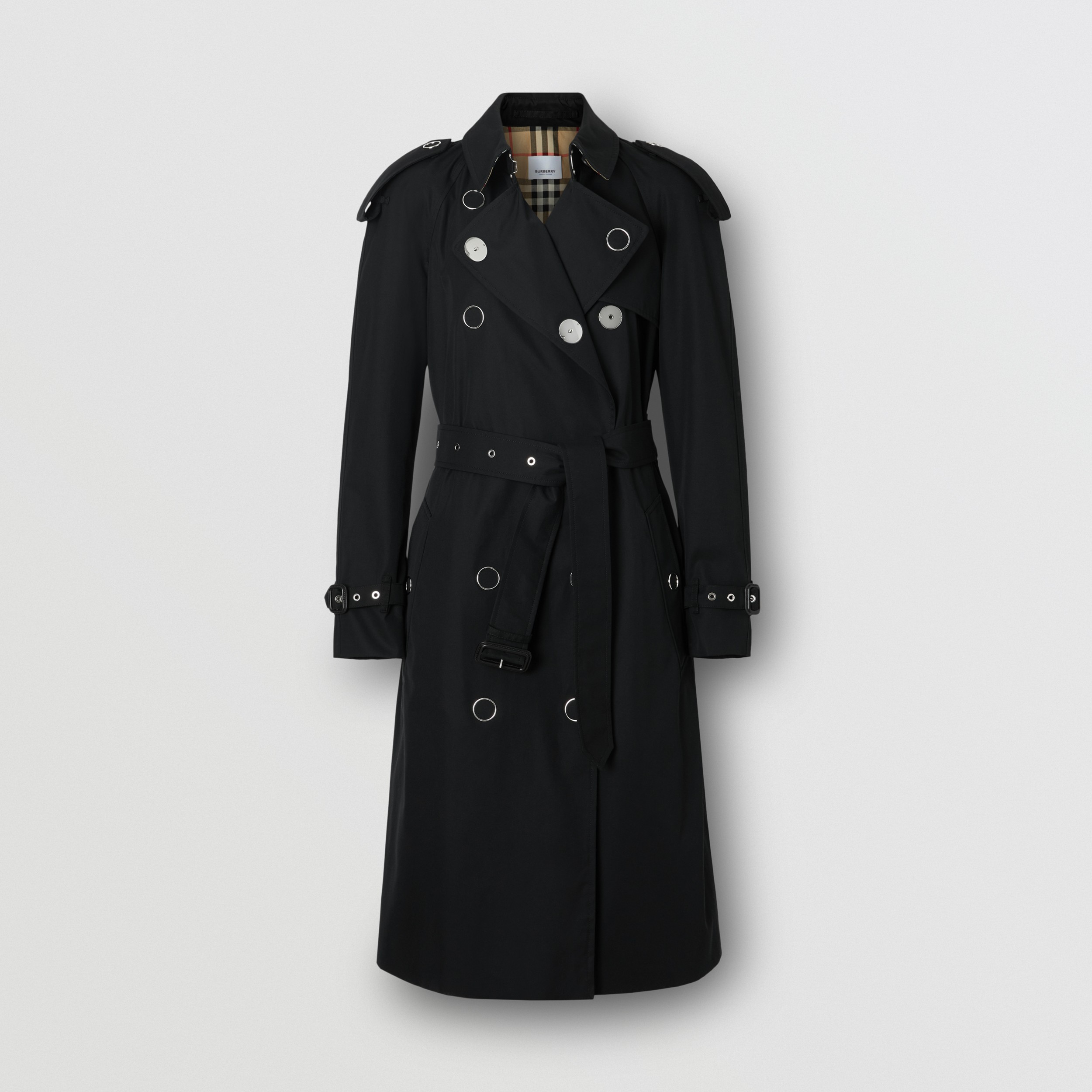 Press-stud Detail Cotton Gabardine Trench Coat in Black - Women ...