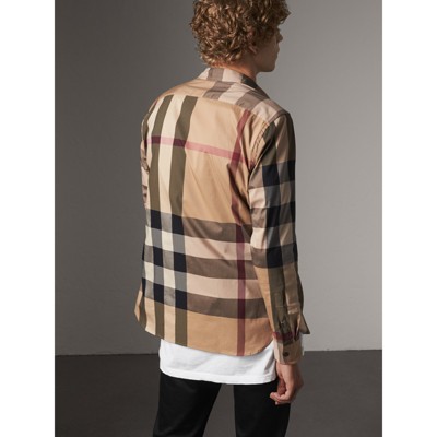 mens burberry check shirt