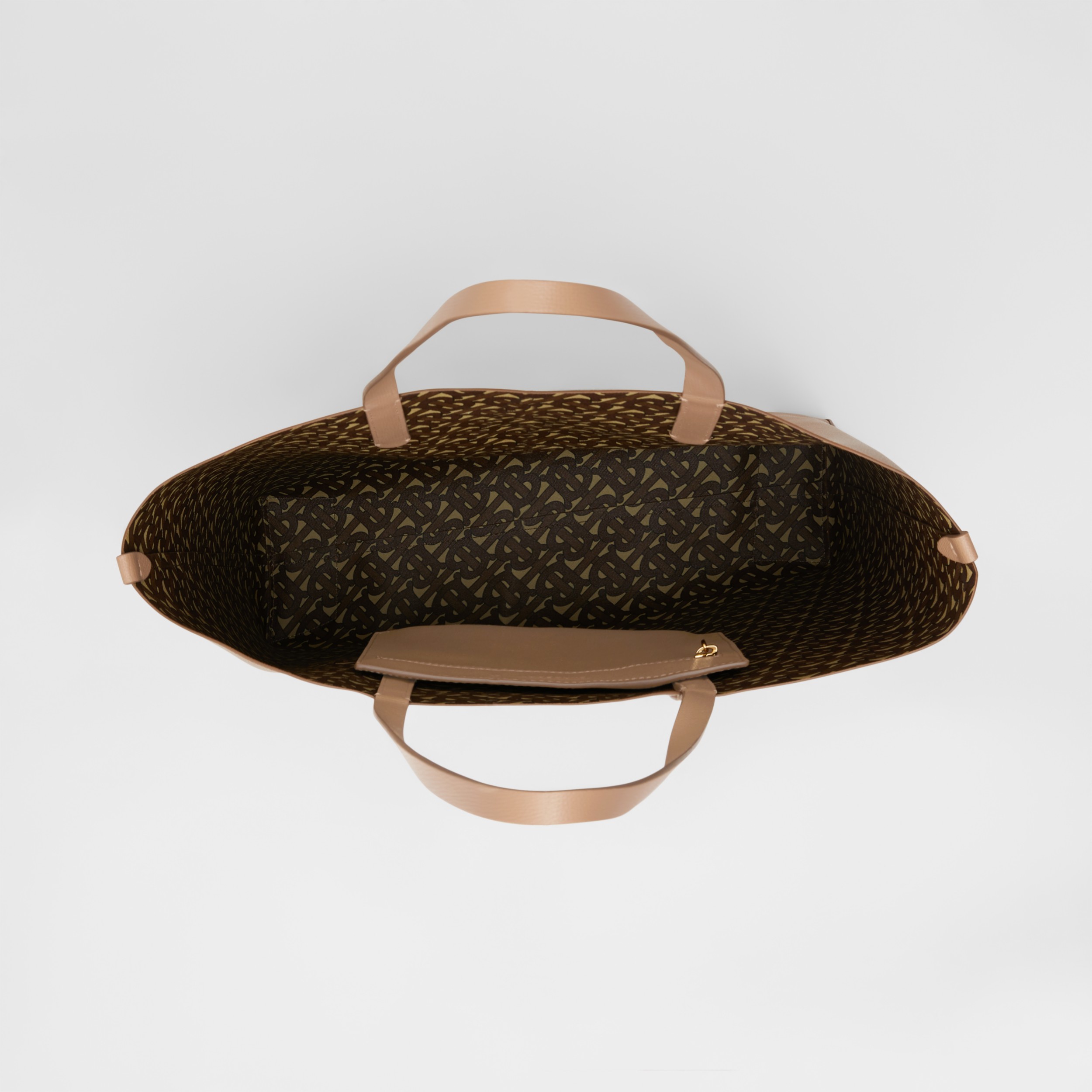 Large Embossed Monogram Motif Leather Tote in Camel Burberry United