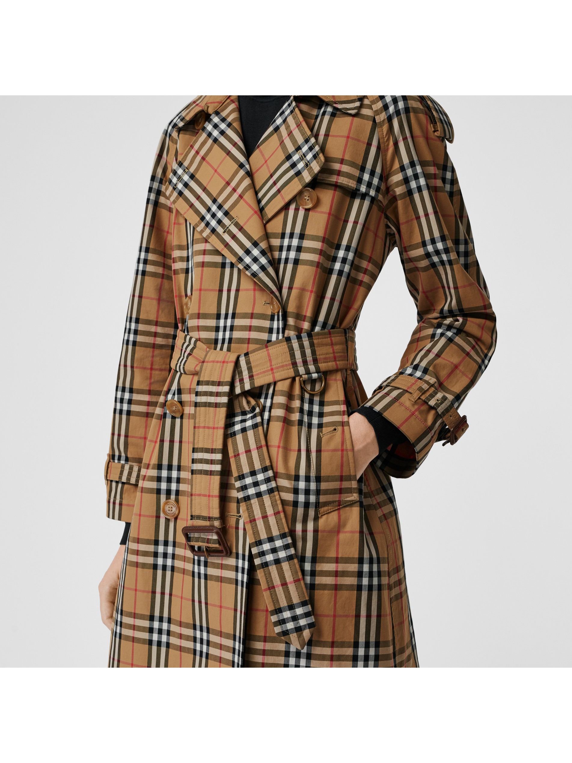 vintage 格纹棉质 trench 风衣 (古典黄色) - 女士 | burberry 博柏利