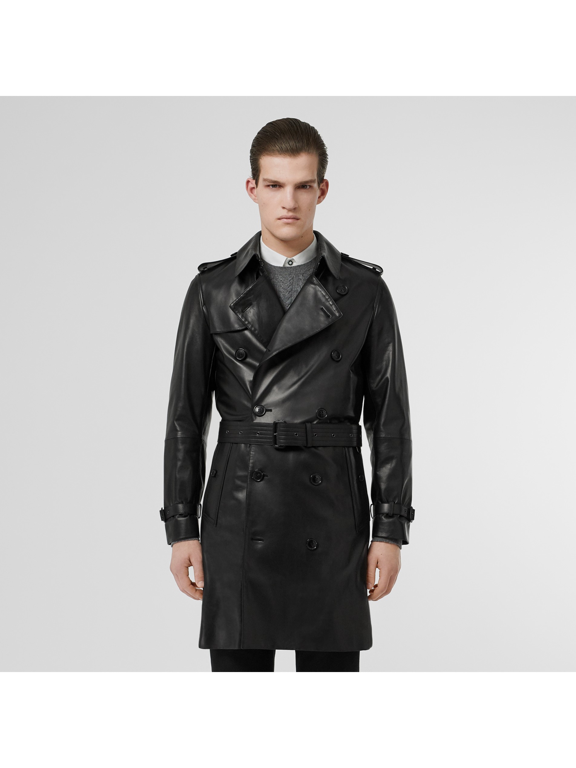 羔羊皮 trench 风衣 (黑色) - 男士 | burberry 博柏利