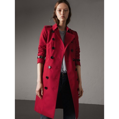red burberry coat