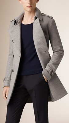 Mid-Length Wool Cashmere Trench Coat