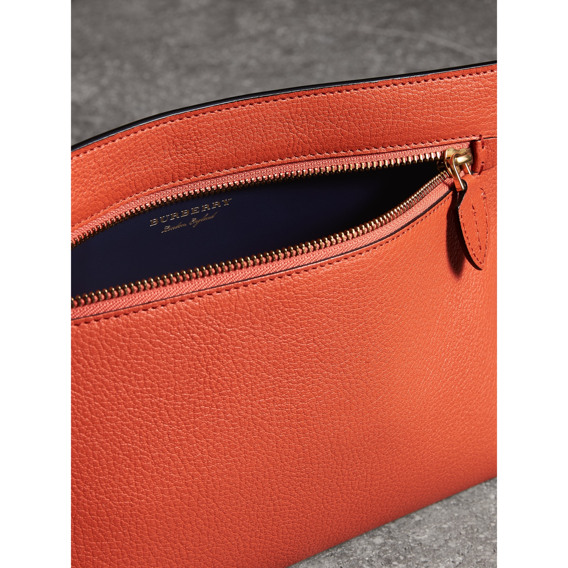 Grainy Leather Wristlet Clutch in Clementine Women Burberry United