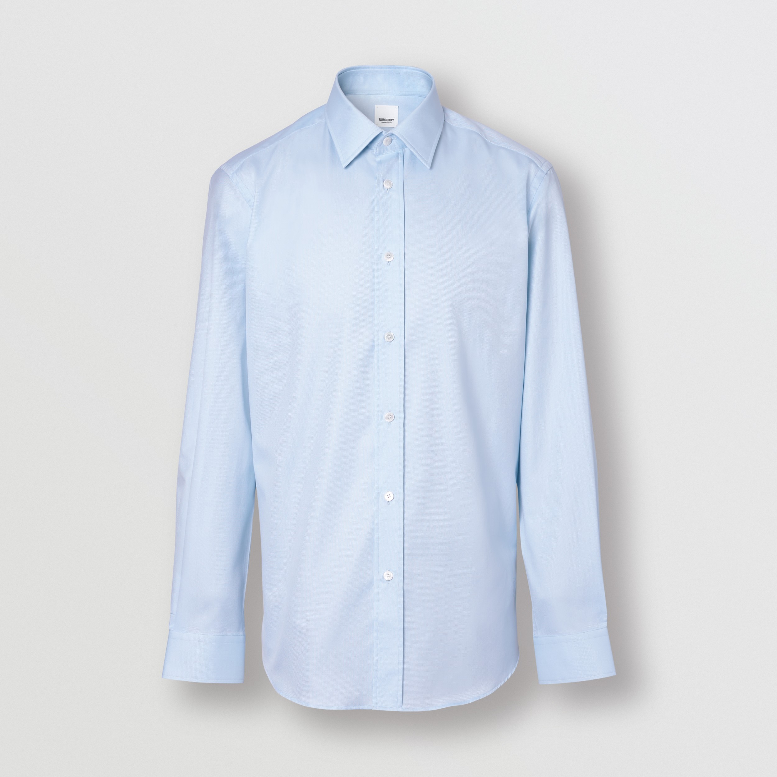 Slim Fit Monogram Motif Cotton Poplin Shirt in Pale Blue - Men ...
