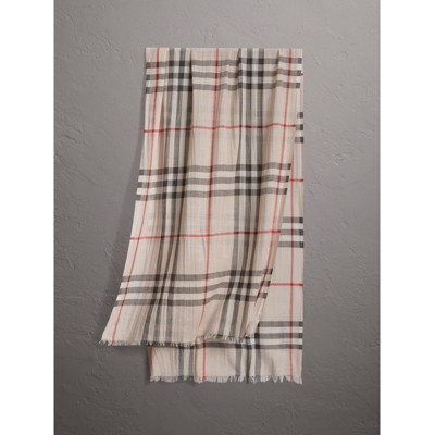 burberry ivory check merino wool square scarf