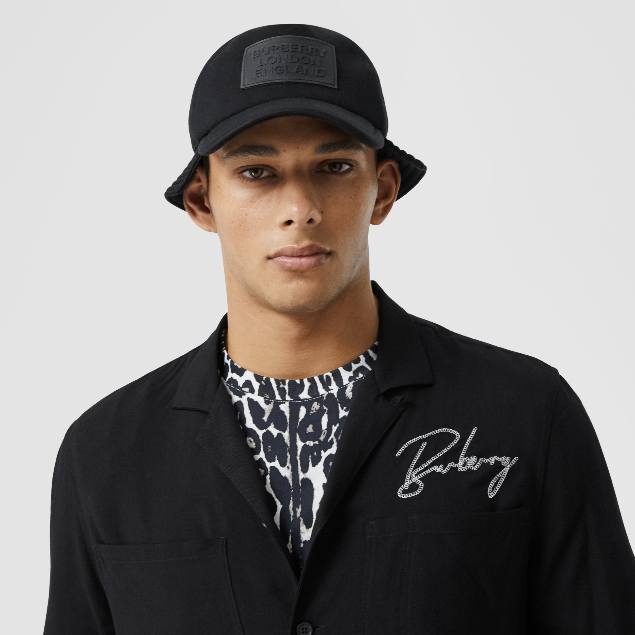 Short-sleeve Embroidered Logo Twill Shirt in Black - Men | Burberry ...