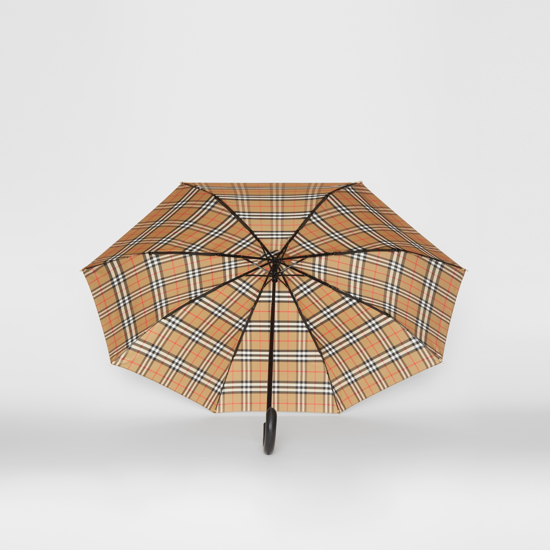 Vintage Check Folding Umbrella in Antique Yellow/black Women
