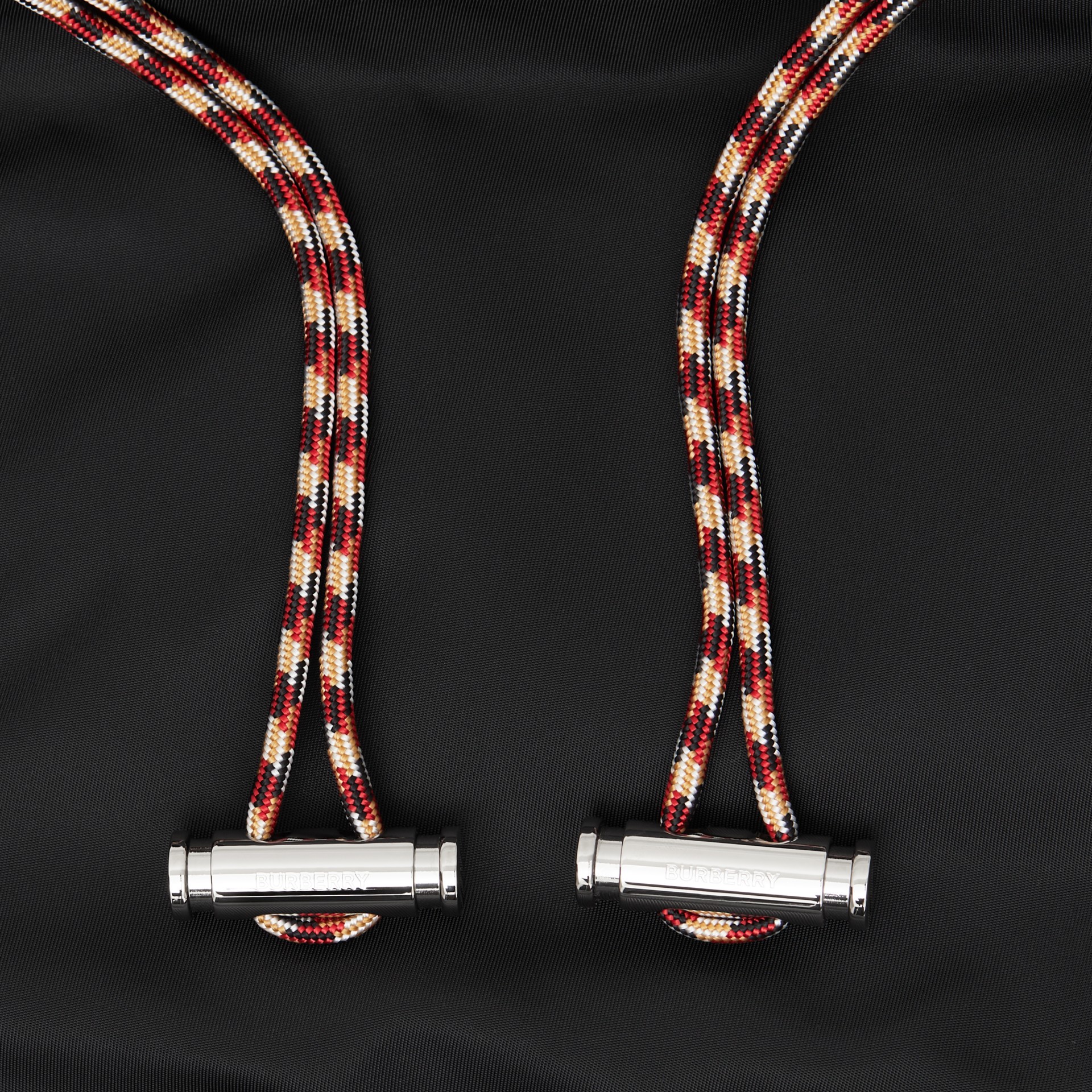 Logo Detail Nylon Drawcord Backpack in Black Men Burberry United States