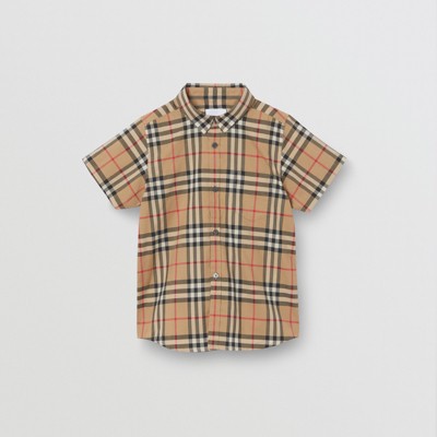 Short-sleeve Vintage Check Cotton Shirt 