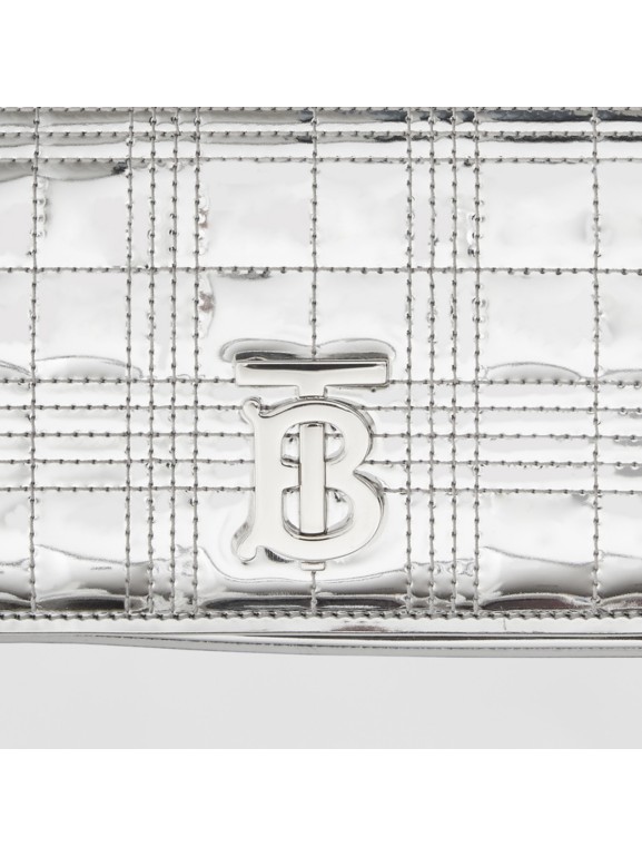 Quilted Metallic Lola Bum Bag with Chain Strap in Silver Burberry