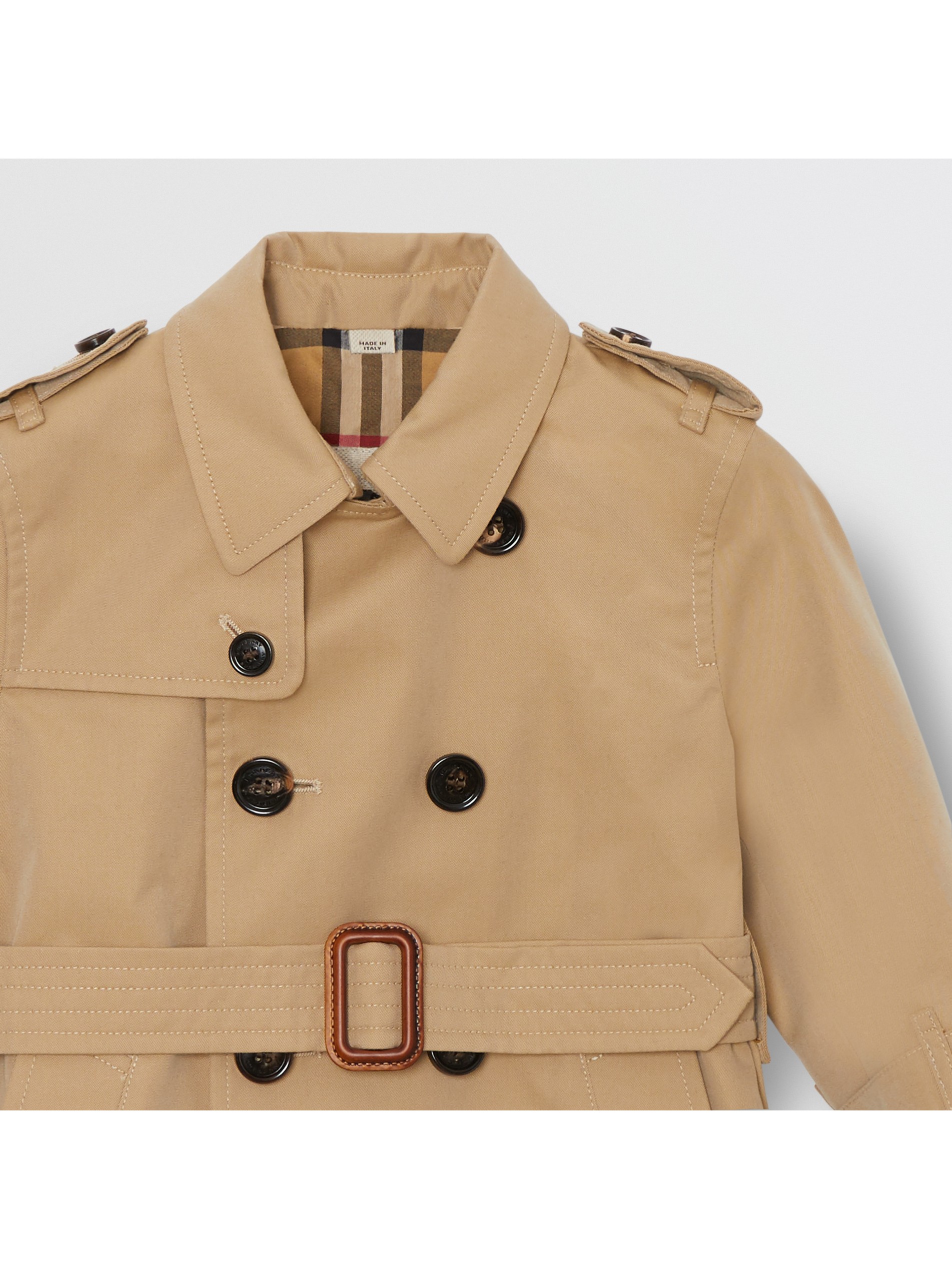 棉质嘎巴甸 trench 风衣 (蜜色) - 儿童 | burberry 博柏利