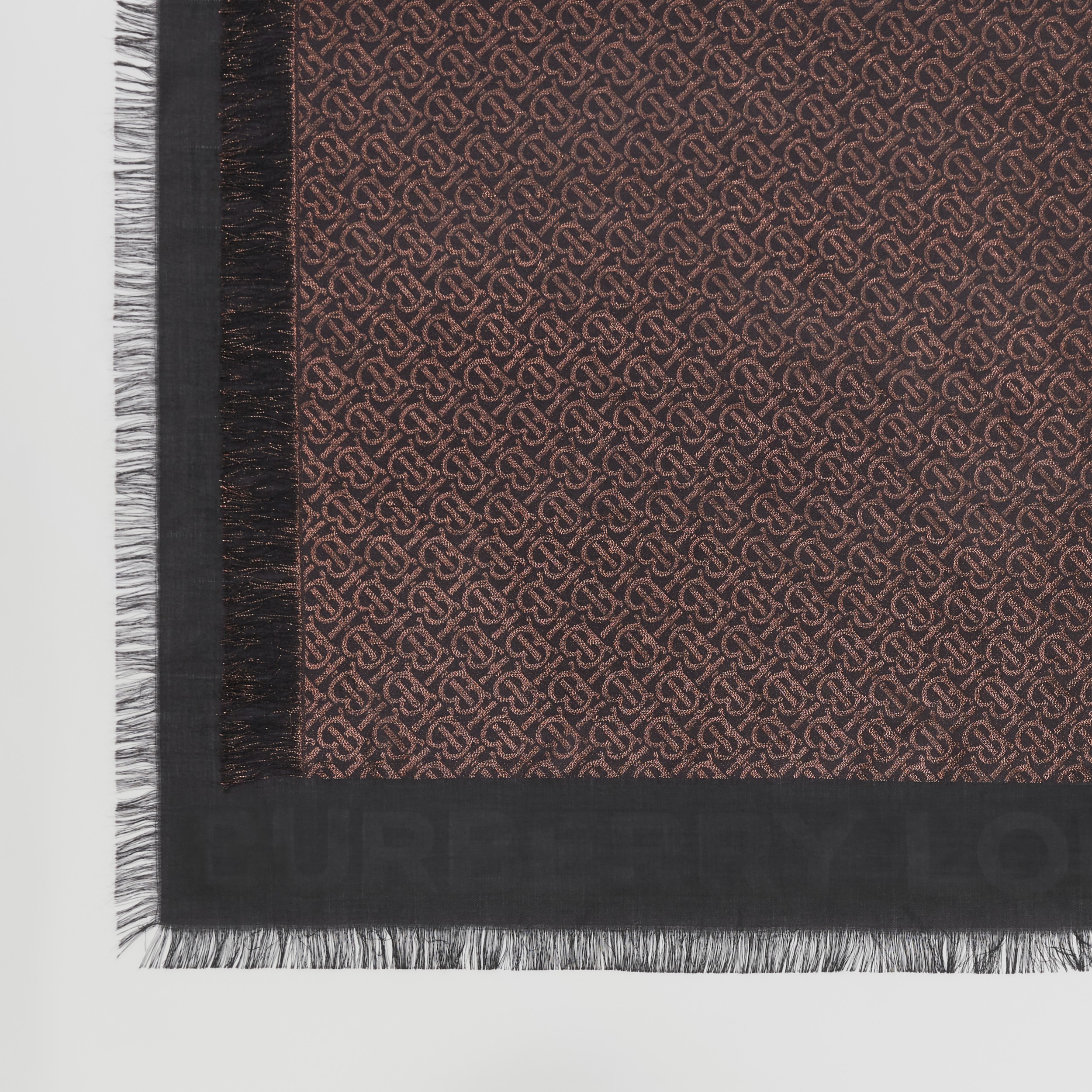 Metallic Monogram Silk Blend Large Square Scarf in Black | Burberry