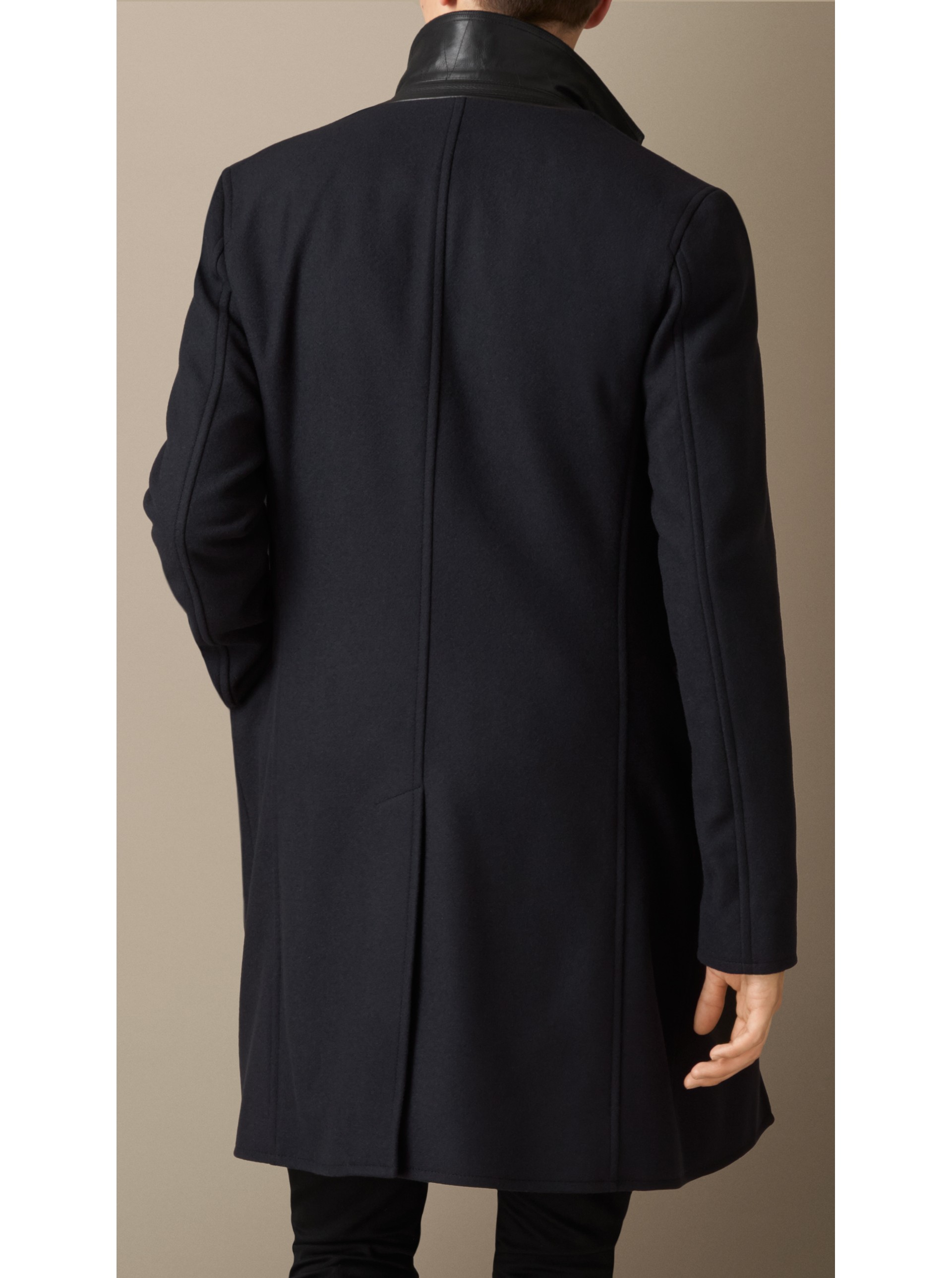 Wool Cashmere Melton Coat With Warmer In Navy Burberry United States