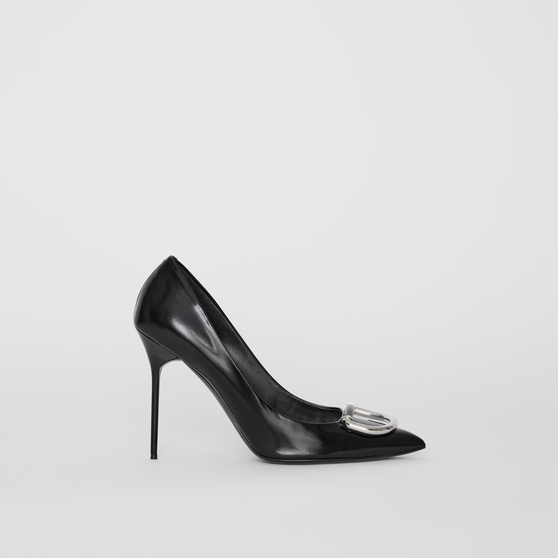 The Patent Leather D-ring Stiletto in Black/nickel - Women | Burberry ...