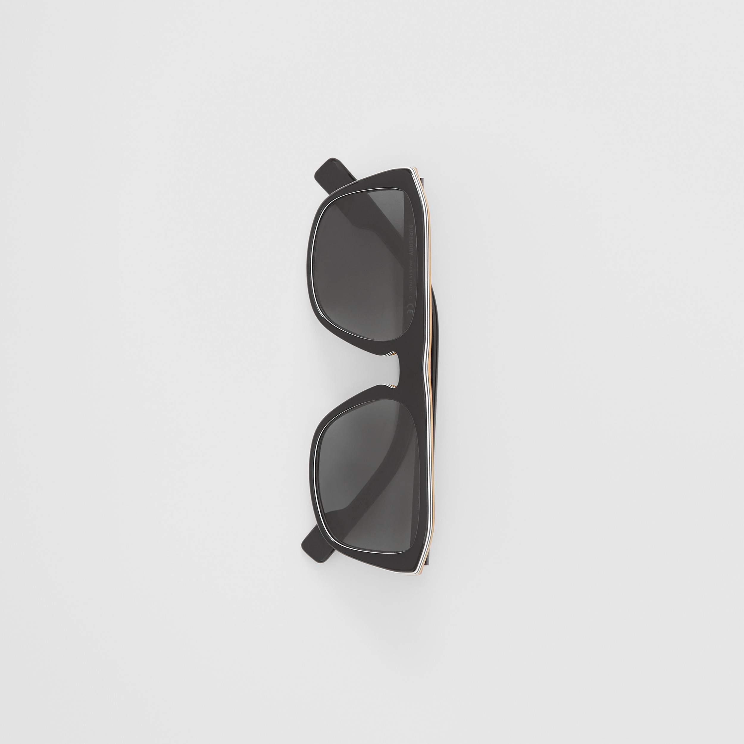 标志性条纹装饰方框太阳眼镜 (黑色) - 男士 | Burberry® 博柏利官网 - 3