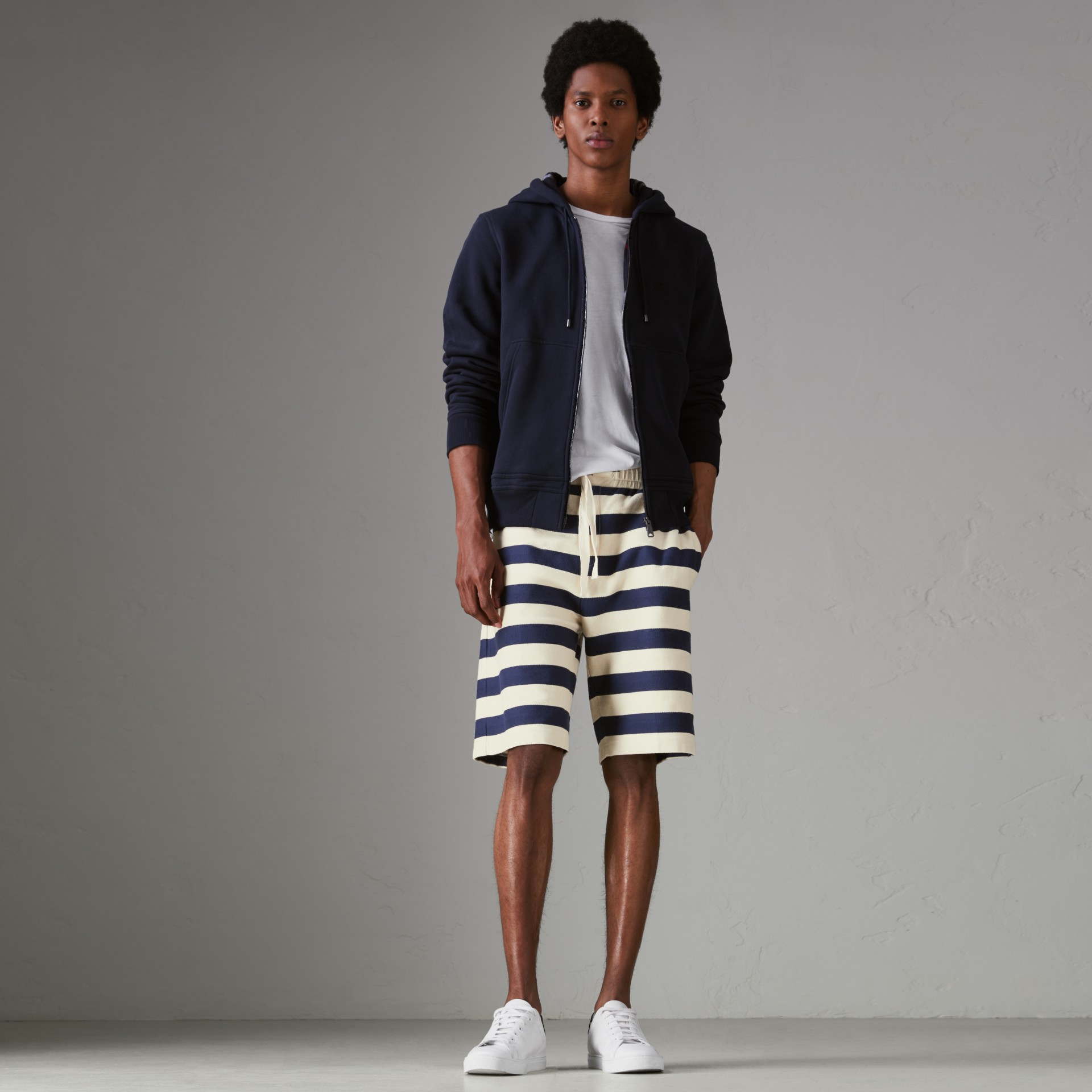 BURBERRY Striped Cotton Shorts,40692641