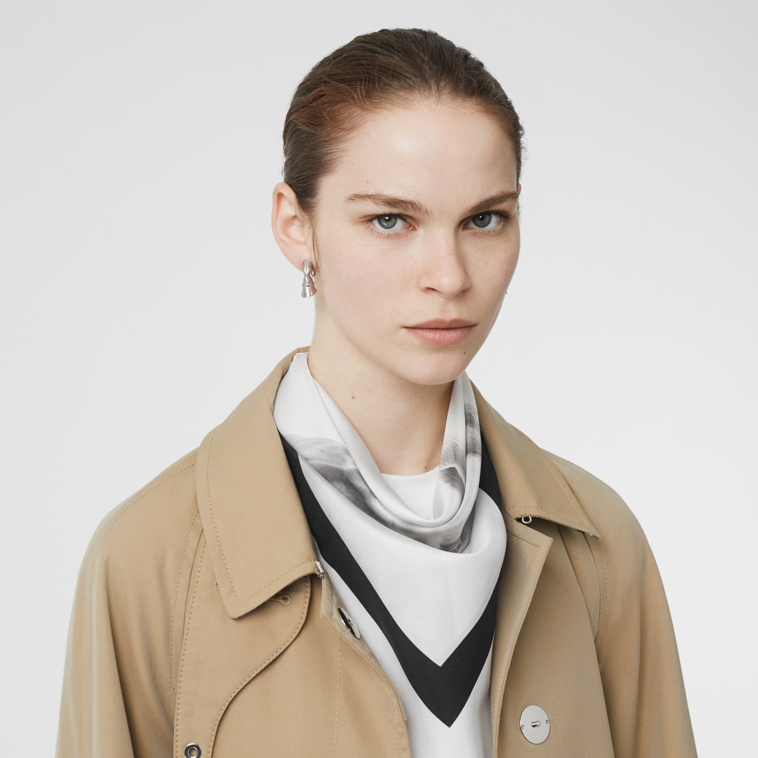 Unicorn Print Silk Square Scarf in White Burberry United States